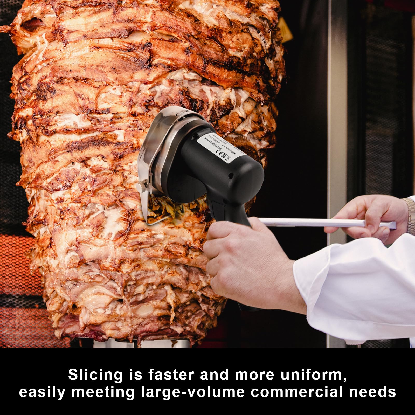 SOKO Cordless Electric Gyro Kebab Knife - Portable Shawarma Cutter & Doner Kebab Slicer Machine with Fast Charger, 12V Battery & 2 Blades (80W, Black) - Perfect for Restaurants, Food Trucks & Home Cooking