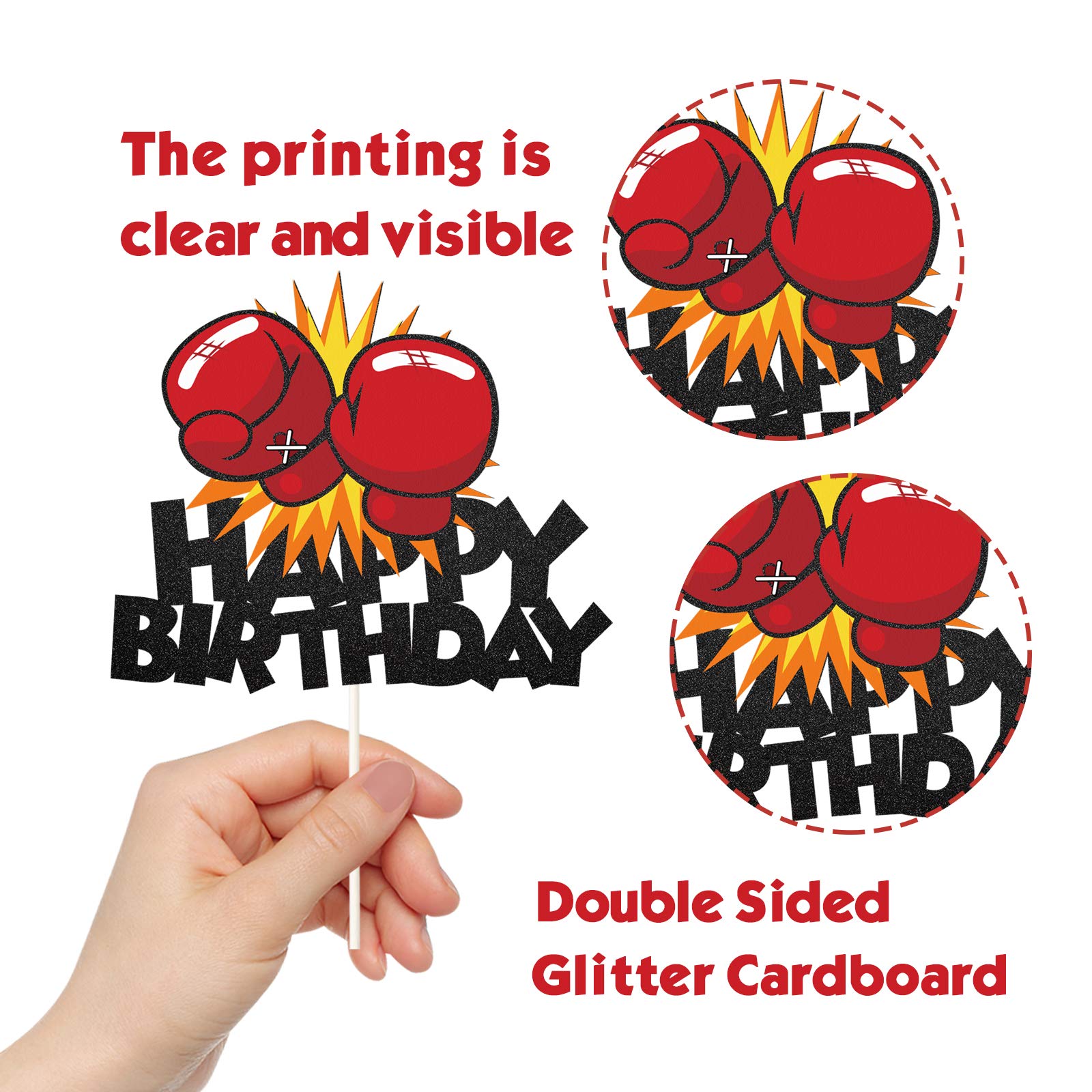 Boxing Happy Birthday Cake Topper - Sports Theme Party Decorations for Wrestling Baby Showers & Birthday Celebrations - Perfect for Cake Decorating and Themed Party Supplies