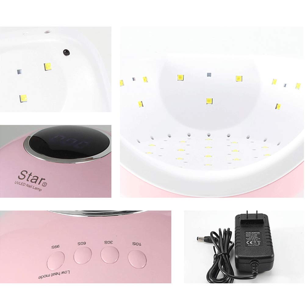 48W Rechargeable UV LED Nail Dryer Light with Intelligent Sensor - Fast Curing for Gel Polish, Manicures & Pedicures | Portable Nail Art Lamp for Home & Salon Use | Perfect Gift for Women & Girls (Pink)
