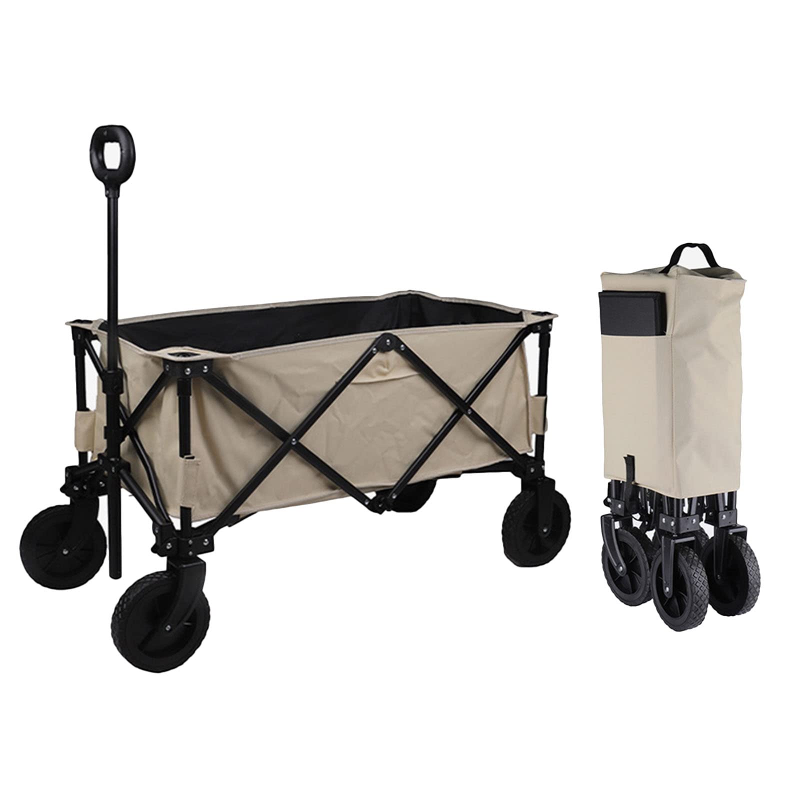 Foldable Collapsible Wagon Cart with Heavy-Duty Wheels & Adjustable Handle - Portable Utility Cart for Camping, Beach, Grocery Shopping, Gardening & Outdoor Activities | Compact Storage & Easy Transport