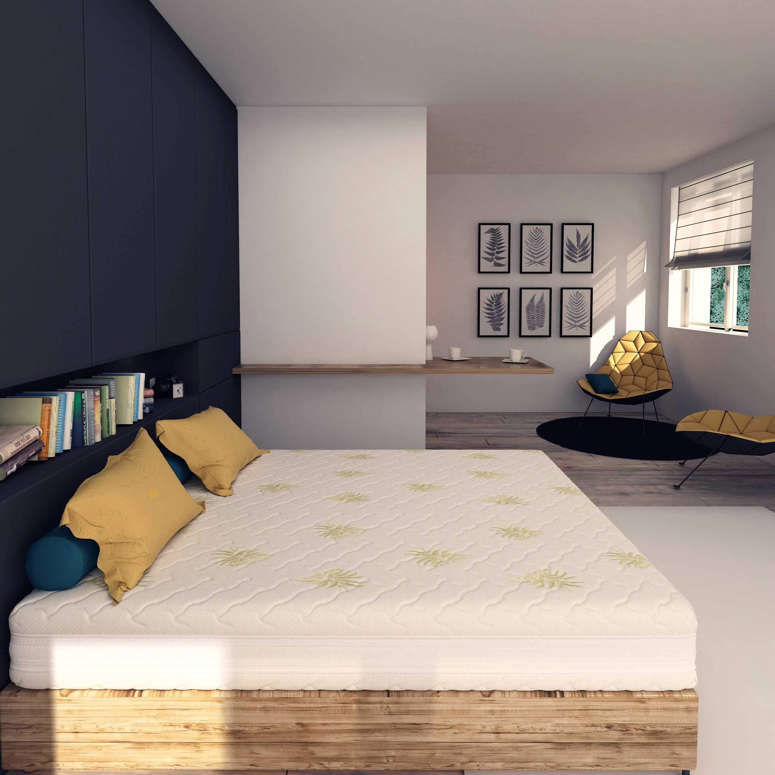 Baldiflex Queen Size Memory Foam Mattress 180x190cm - 2 3 9 Layer Monozone Viscoelastic Mattress with Removable Aloe Vera Cover & Pillow Included | Perfect for Bedroom, Guest Room & Small Apartments