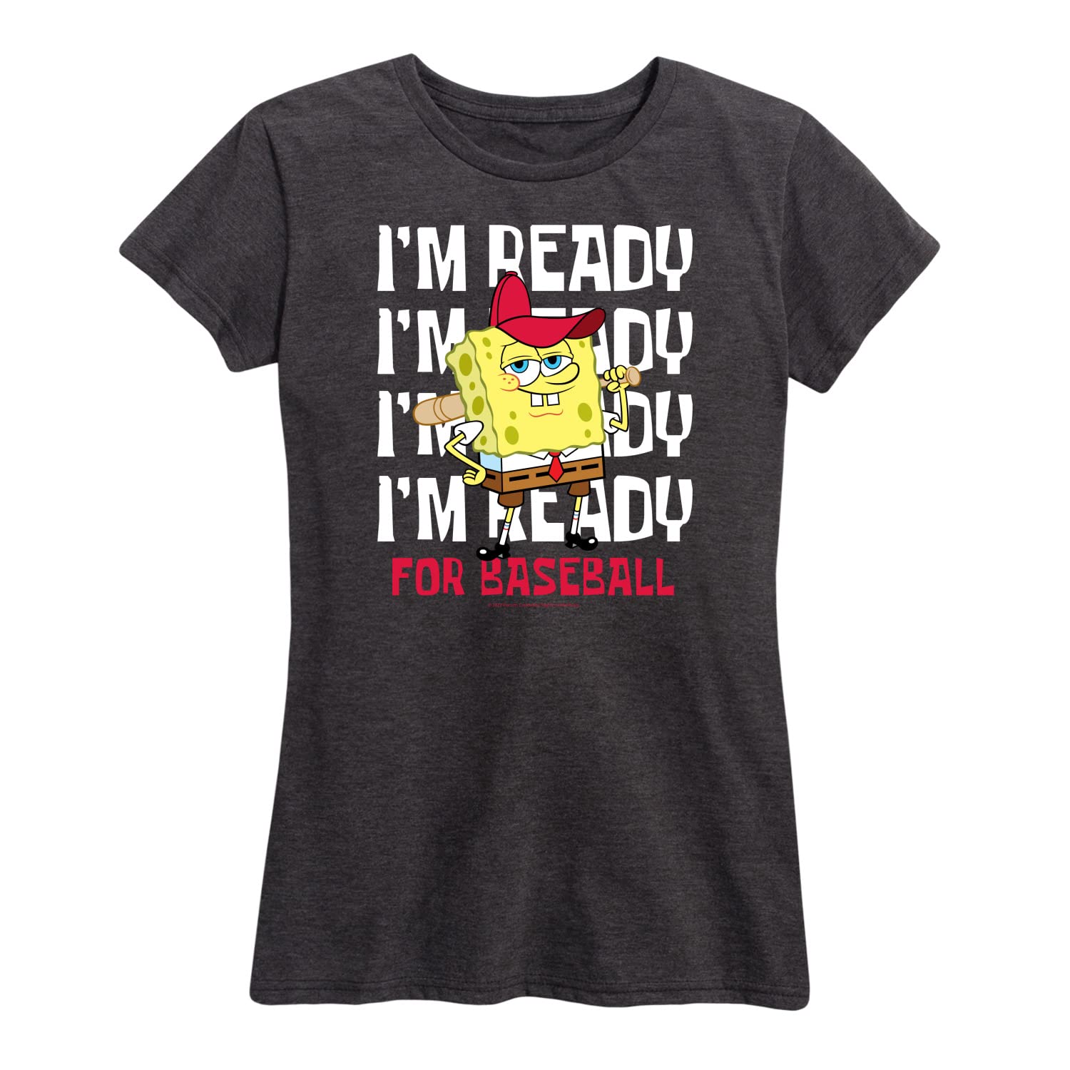 HYBRID APPAREL Spongebob Squarepants Baseball Graphic T-Shirt for Women - Soft Cotton Short Sleeve Tee - Casual Wear, Game Day Outfits & Cartoon Lover Gift