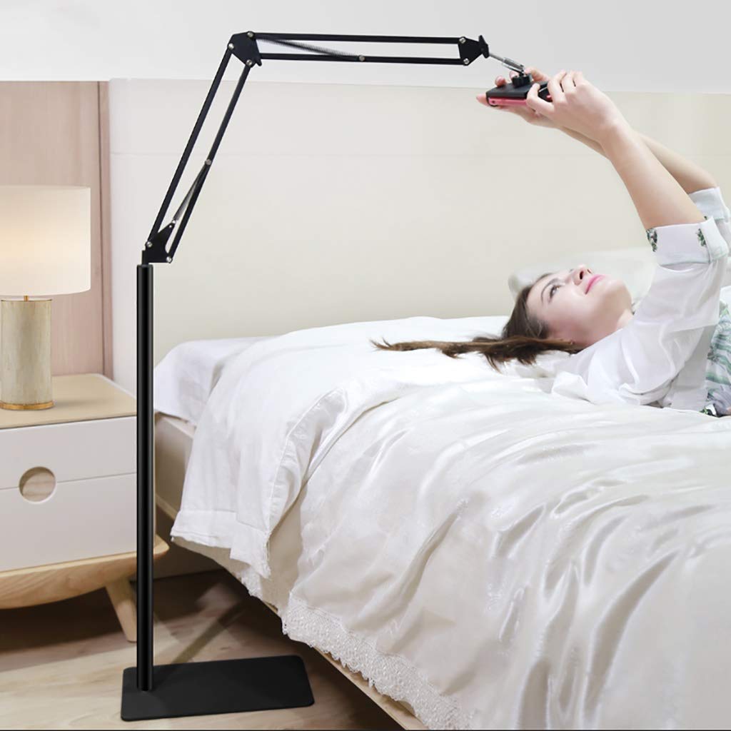 Heavy Duty Steel Universal Adjustable Phone Tablet Stand - 360° Rotating Gooseneck Clamp Mount for Smartphones & iPads | Perfect for Home Office, Kitchen, Bedroom & Video Calls (White)