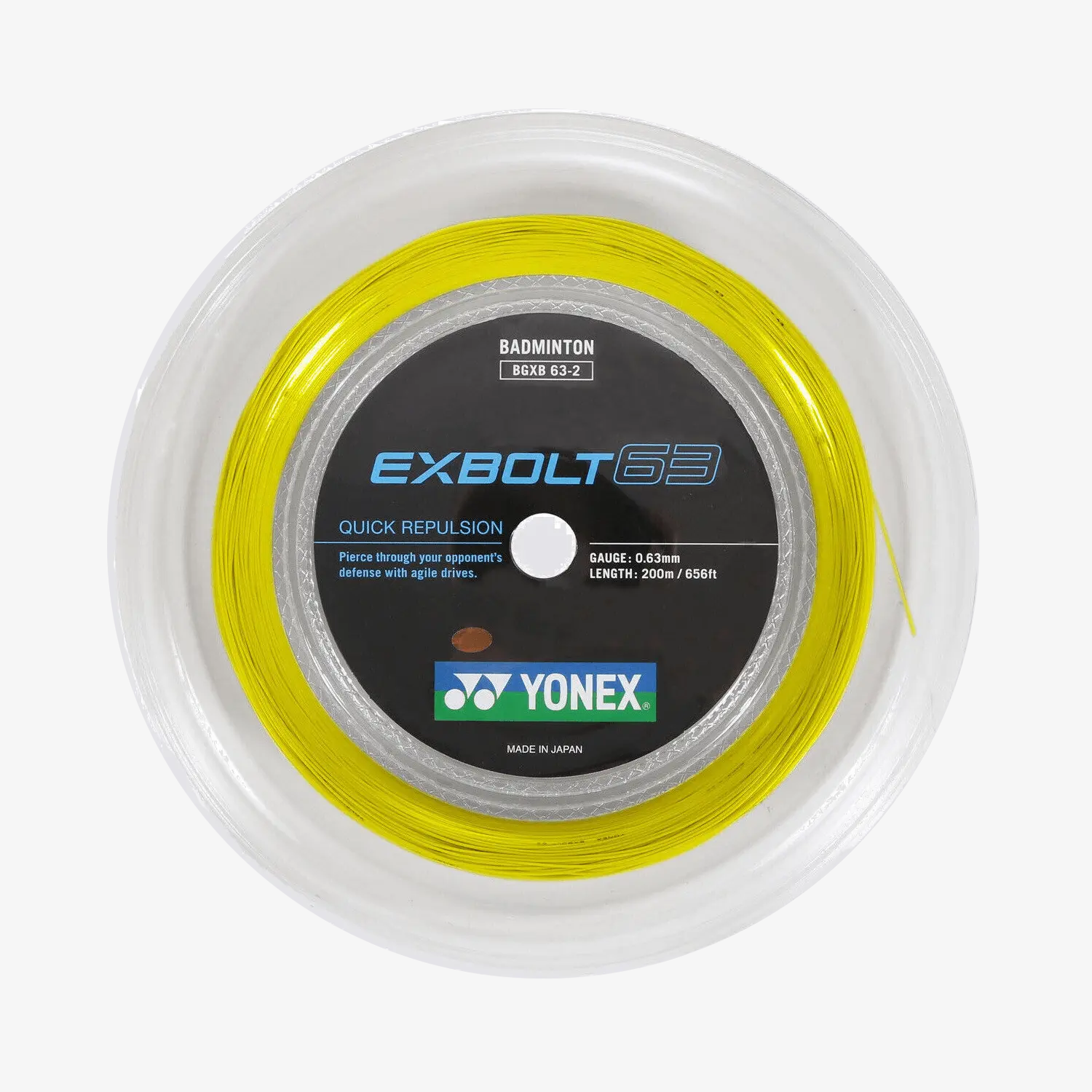 Yonex Exbolt 63 200m Badminton String (Yellow) | High-Performance Badminton Racket String for Professional Players | Perfect for Tournament Play & Training Sessions