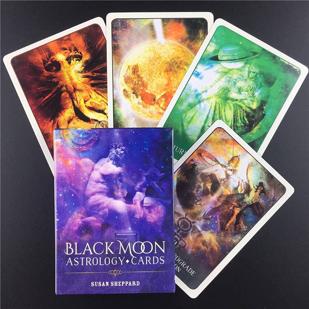 Black Moon Horoscope Tarot Oracle Cards Set - 78 Divination Cards for Beginners | Perfect for Family Gatherings, Parties & Spiritual Guidance | Ideal for Meditation, Self-Discovery & Entertainment