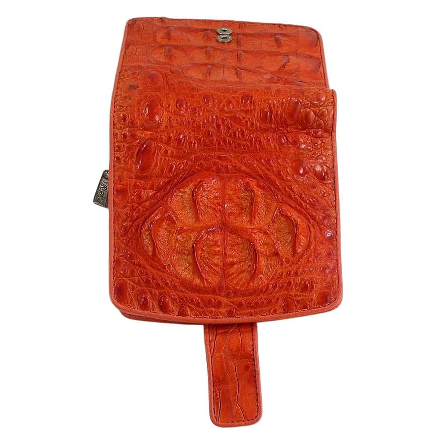 Luxury Orange Crocodile Leather Women's Wallet - Genuine Exotic Skin Credit Card Holder & Cash Pouch - Perfect for Everyday Use, Gift Giving & Special Occasions