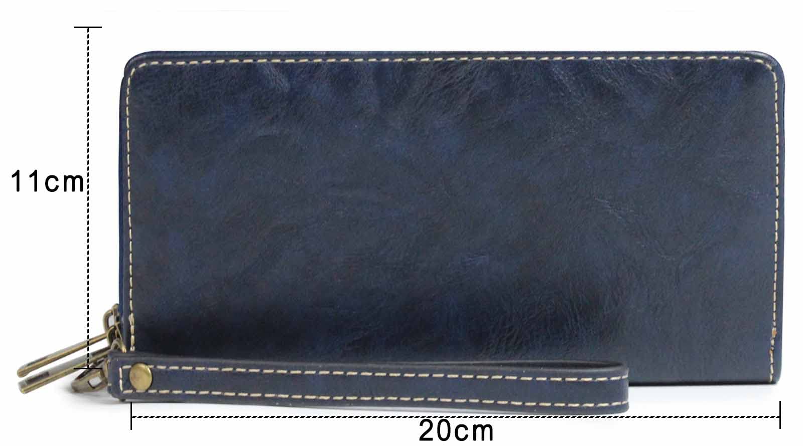 RFID Blocking Women's Long Clutch Wallet with Double Zipper & Hand Strap - Secure Card Holder for Cash, Coins, Bills & Smartphone (Lake Blue) | Perfect for Travel, Shopping & Everyday Use