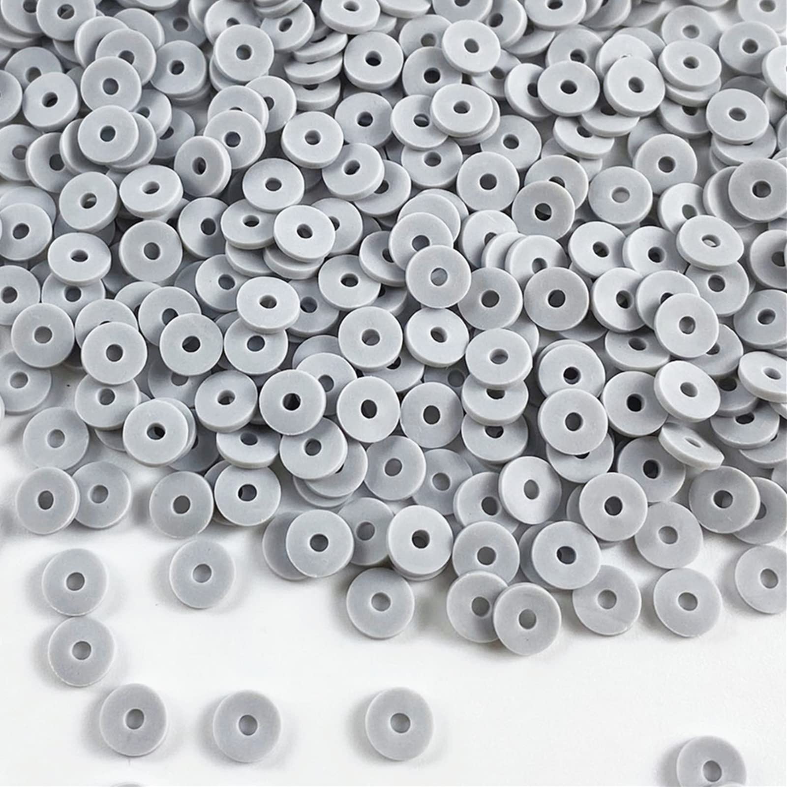 3000pcs 6mm Gray Heishi Beads - Polymer Clay Spacer Beads for Jewelry Making, DIY Bracelets, Necklaces & Earrings - Perfect for Handmade Crafts, Boho Style Accessories & Gift Making Projects