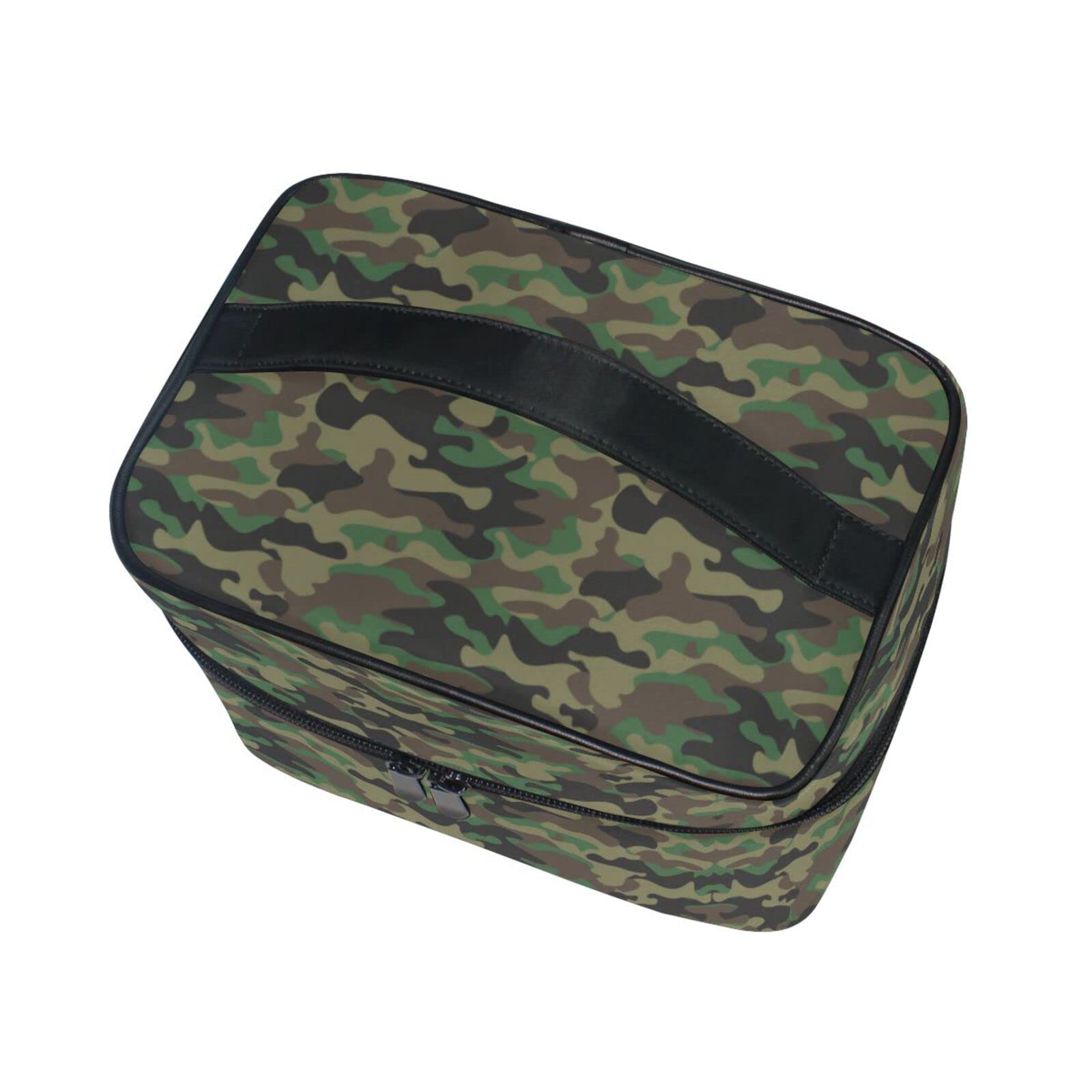 Military Camouflage Green Cosmetic Bag Organizer - Waterproof Zippered Makeup Pouch & Toiletry Case for Women | Travel, Gym, Camping Essentials