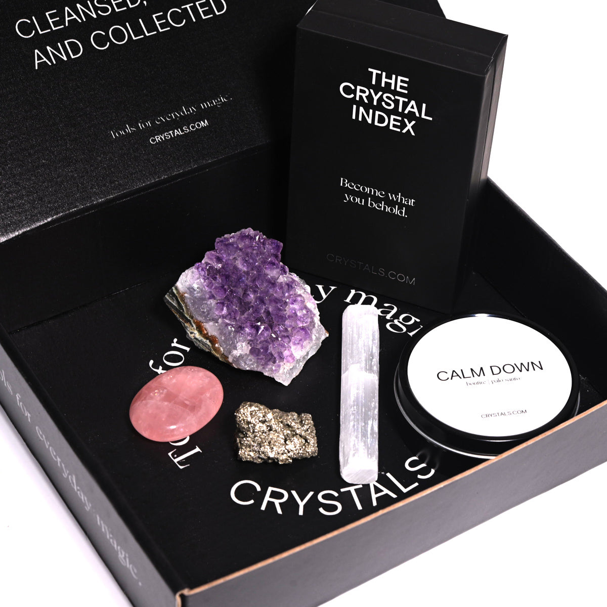 CRYSTALS.COM Premium Healing Crystal Kit - Chakra Balancing Stones Set with Amethyst, Rose Quartz & Clear Quartz | Perfect for Meditation, Energy Healing & Home Decor