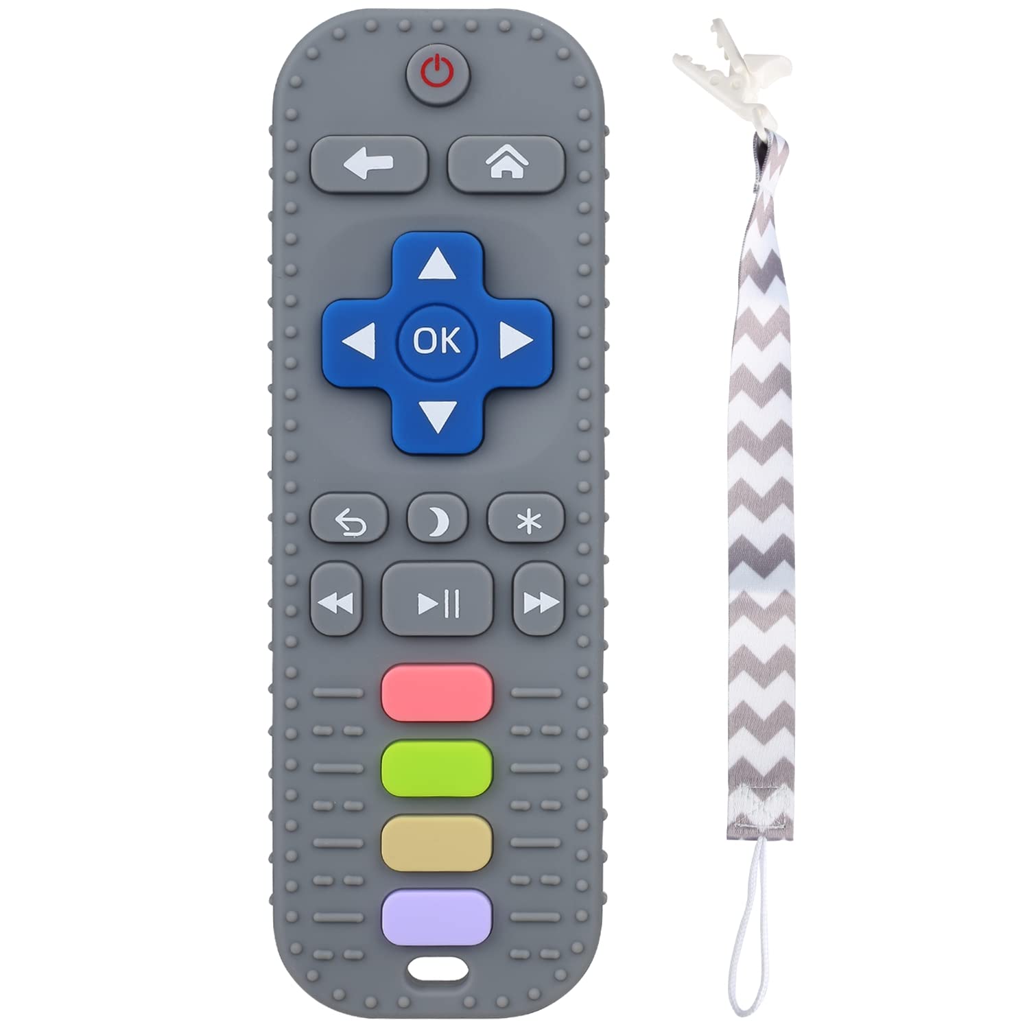 **Baby Silicone Teething Toys for Infants & Toddlers - BPA-Free Remote Control Shape Chew Toy for Soothing Sore Gums | Sensory Teether for Baby Shower Gift & Daily Comfort (Grey)**    *(Perfect for home, travel, daycare, and on-the-go teething relief!)*