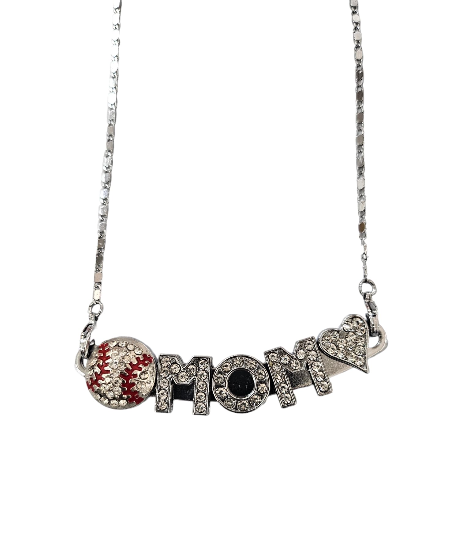 CLGIFT Silver Rhinestone Sports Steel Necklace - Proud Mom Jewelry Gift for Baseball, Soccer & Basketball Moms | Perfect for Mother's Day, Birthdays & Game Day Support