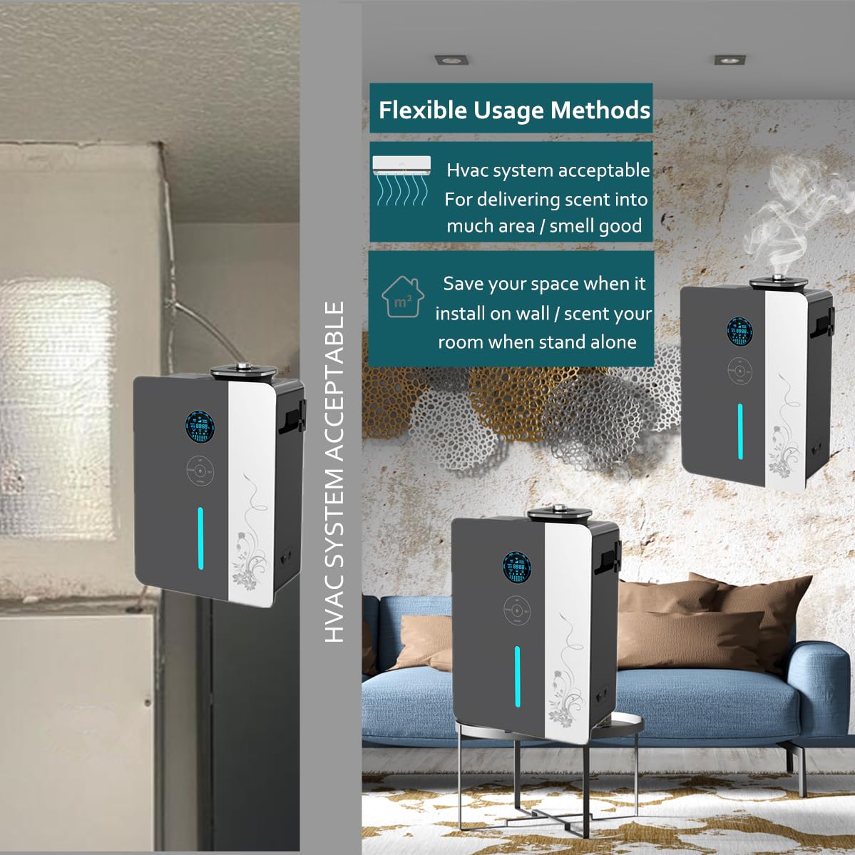7500 Sq.Ft WiFi Scent Diffuser Machine with 1L Essential Oils - HVAC Compatible, Waterless Cold Air Fragrance Diffuser for Large Rooms, Homes & Hotels - Perfect for Aromatherapy, Spa Relaxation & Creating Inviting Atmospheres