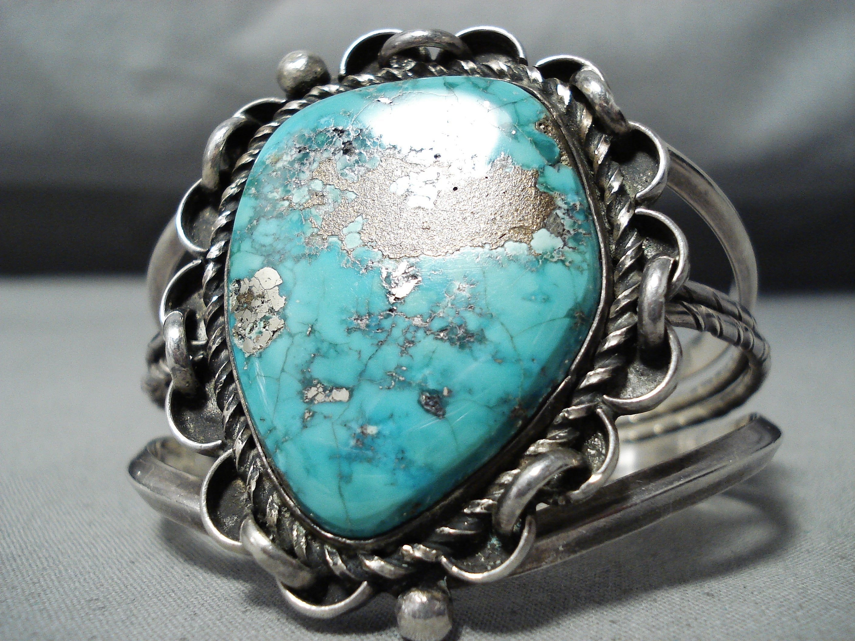 Authentic Vintage Navajo Sterling Silver Bracelet with Pilot Mountain Turquoise - Handmade Native American Jewelry for Women - Perfect for Boho, Western & Casual Fashion