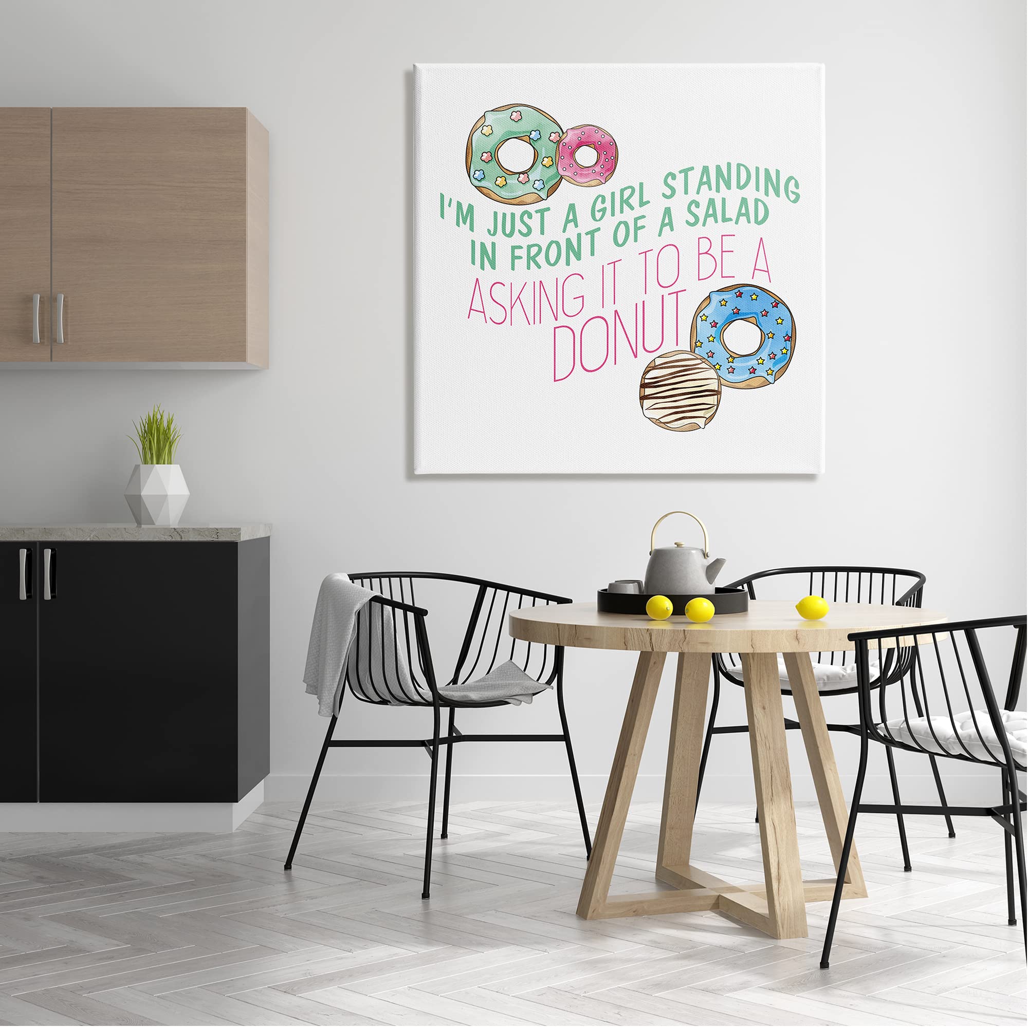 Stupell Industries Funny Donut Girl Quote Wall Art - Pastel Typography Print by Kim Allen | Perfect for Kitchen, Diner & Cafe Decor