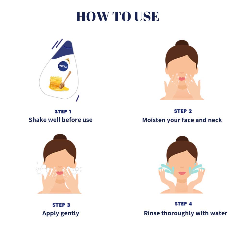 Nivea Milk Delights Moisturizing Honey Face Wash for Dry Skin - 100ml & Men's Deep Impact Intense Clean Face Wash - 100g | Gentle Daily Cleanser for Soft, Hydrated Skin & Deep Pore Cleansing
