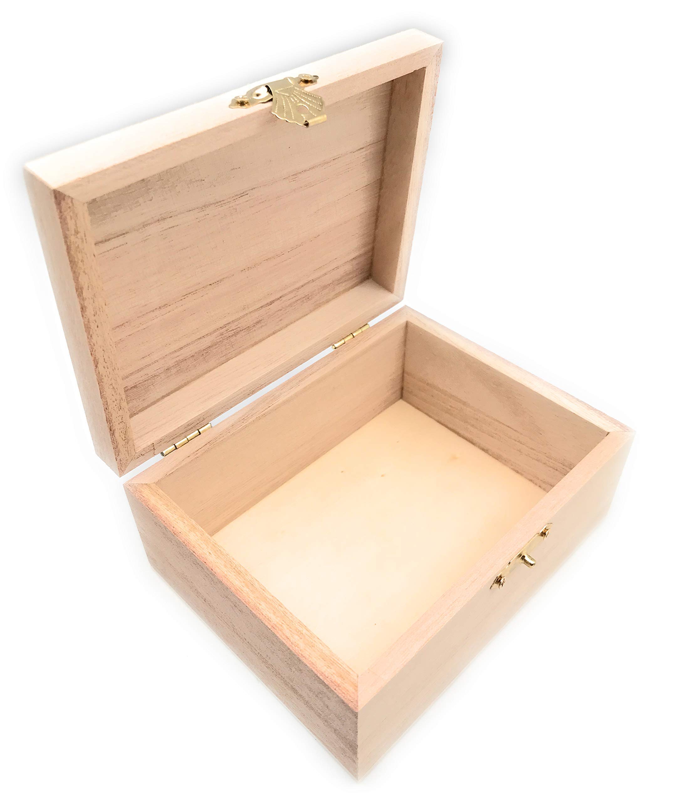 12 Unfinished Wooden Boxes DIY Craft Storage for Jewelry & Keepsakes - Hinged Lid & Clasp