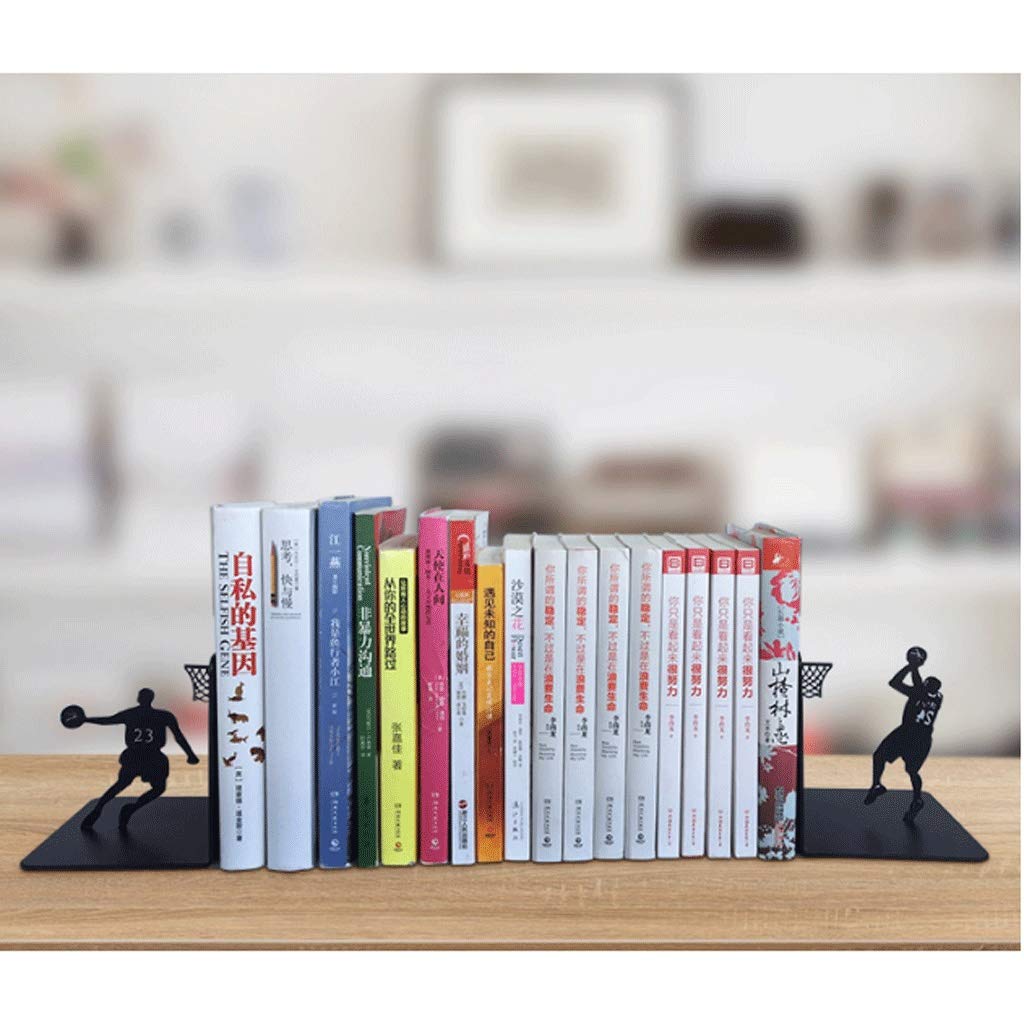Basketball Metal Bookends - Creative Book Holder Stand for Students & Boys - Perfect Birthday Gift & Books Support (Black, Size A) - Ideal for Home, Office & Dorm Room Organization