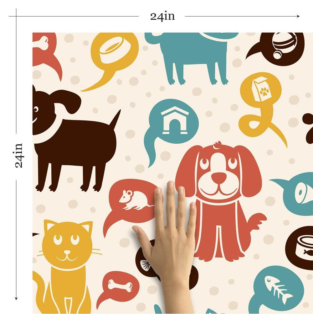 Orange and Brown Animals Peel and Stick Removable Wallpaper for Kids - Self-Adhesive Nursery Decor for Bedroom, Playroom & Classroom