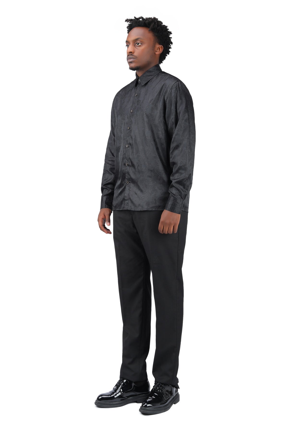 Slim Fit Embroidered Black Paisley Shirt for Men - Stylish Casual & Party Wear - Perfect for Date Nights, Office Outings & Special Occasions