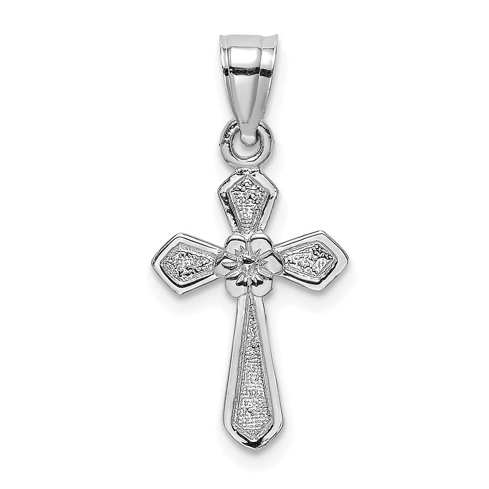 14K Yellow or White Gold Small Cross Flower Pendant Necklace - Elegant Dainty Fine Jewelry for Women - Perfect for Everyday Wear, Gifts & Special Occasions