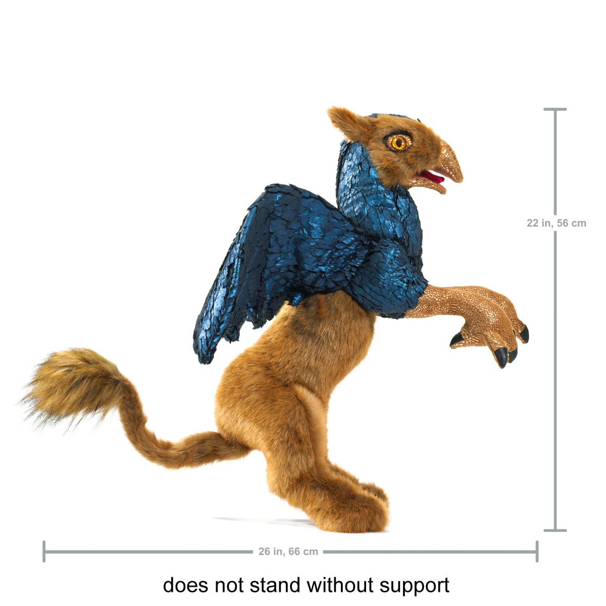 Folkmanis Griffin Hand Puppet - Beige, Blue, Black | Realistic Animal Puppet for Storytelling, Education & Playtime | Perfect for Kids, Teachers & Puppet Shows