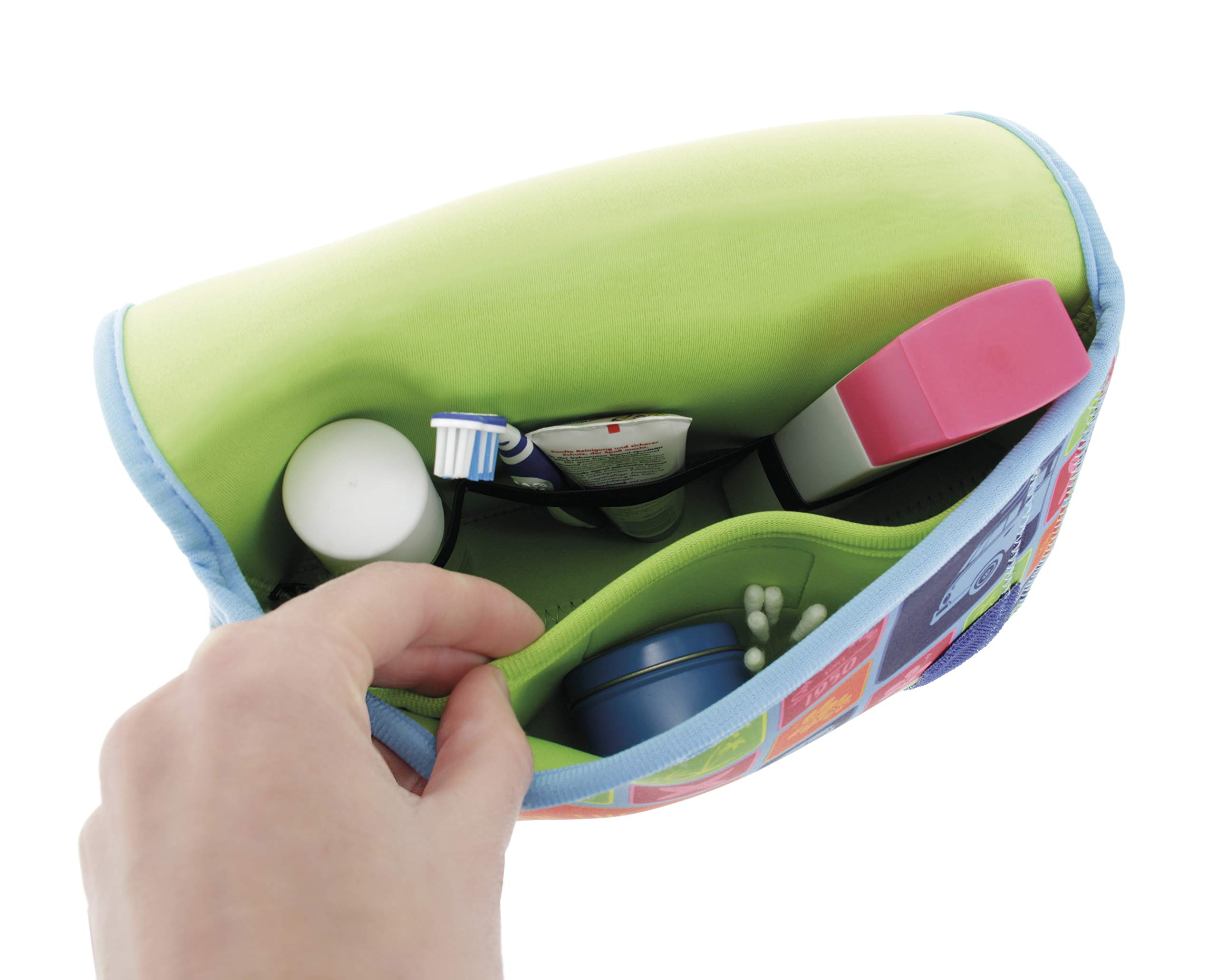 Volkswagen T1 Bus Campervan Neoprene Makeup Bag - Waterproof Cosmetic & Toiletry Travel Organizer for Women | Surf, Beach, Gym & Road Trip Essentials Accessory