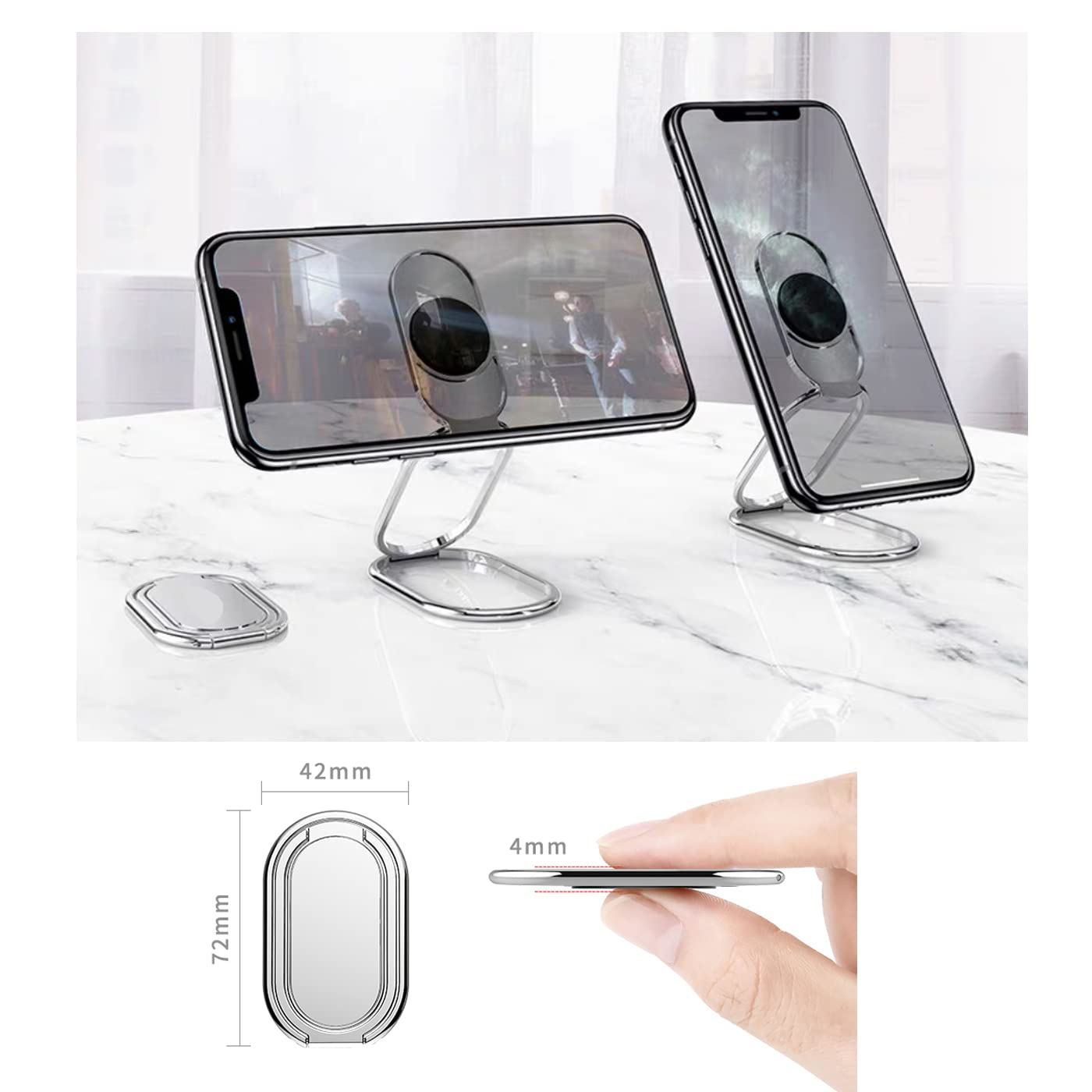 Magnetic Phone Ring Holder & Stand - Foldable Finger Grip with Car Air Vent Mount - Compatible with Smartphones & iPad (Rose Gold) | Perfect for Driving, Watching Videos & Hands-Free Use