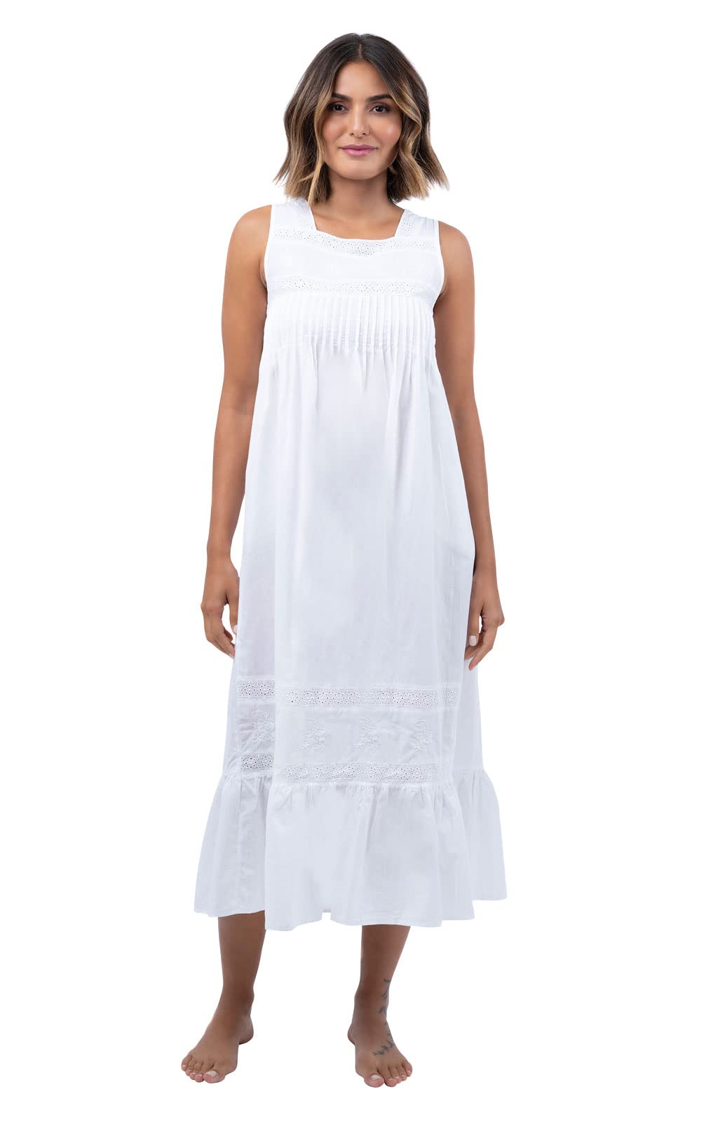 Eleanor 100% Cotton Victorian Nightgown for Women - Soft & Breathable Sleepwear - Perfect for Relaxing at Home or Romantic Evenings