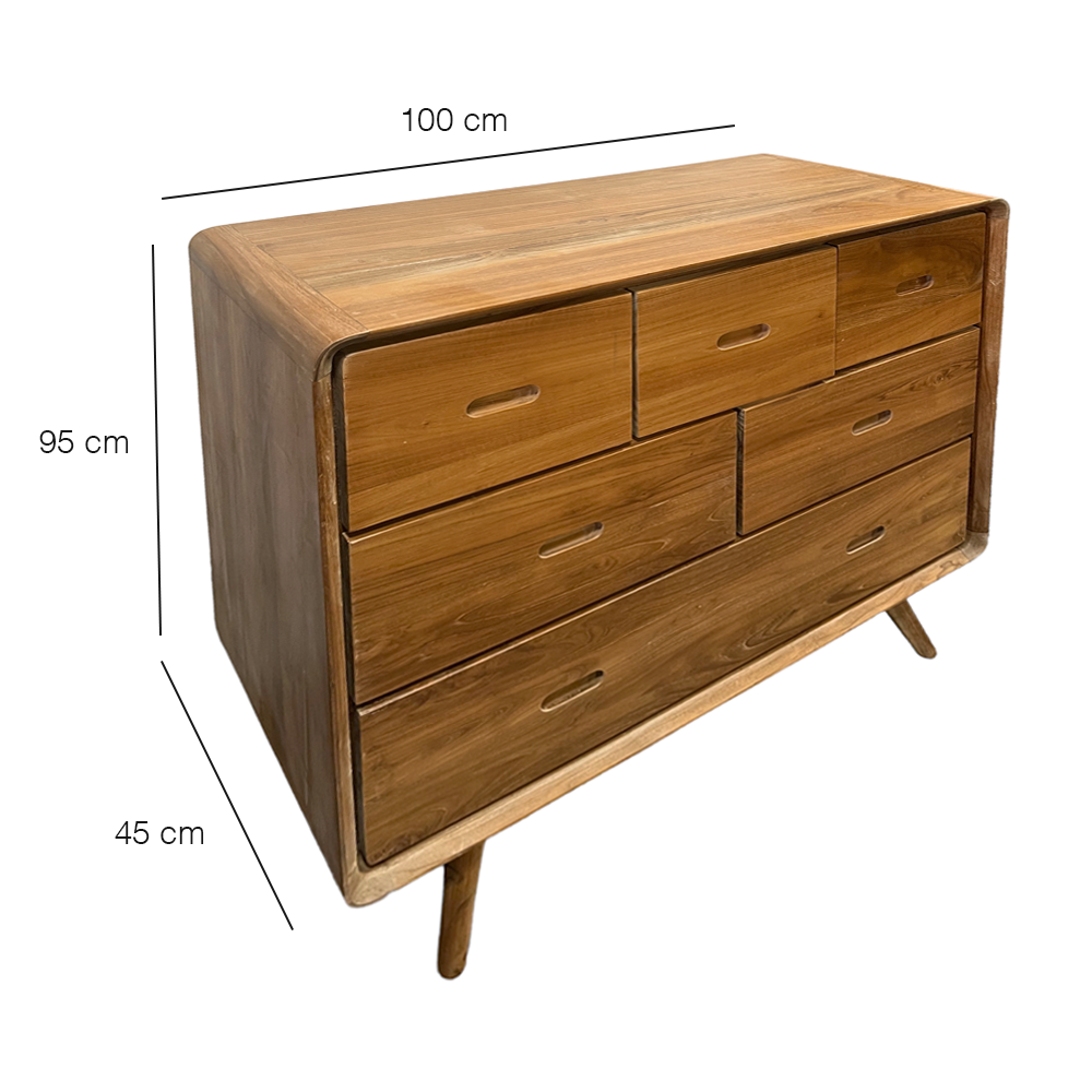Reiko Teak Wood Dresser - Stylish and Durable Wooden Chest of Drawers for Bedroom Storage | Perfect for Organizing Clothes, Accessories & Home Decor