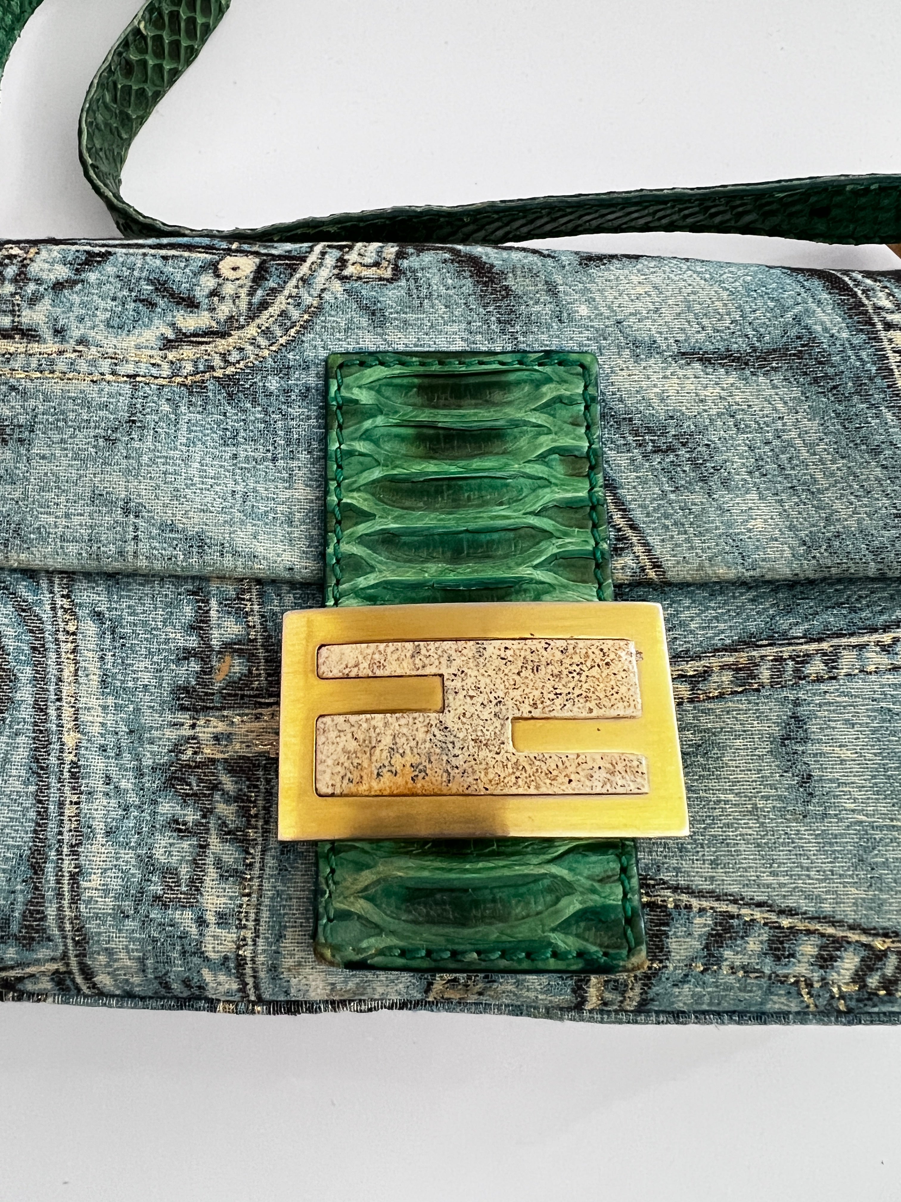 Fendi Limited Edition Denim Baguette Shoulder Bag - Vintage Designer Handbag for Women | Perfect for Casual Outings, Date Nights & Fashion Events