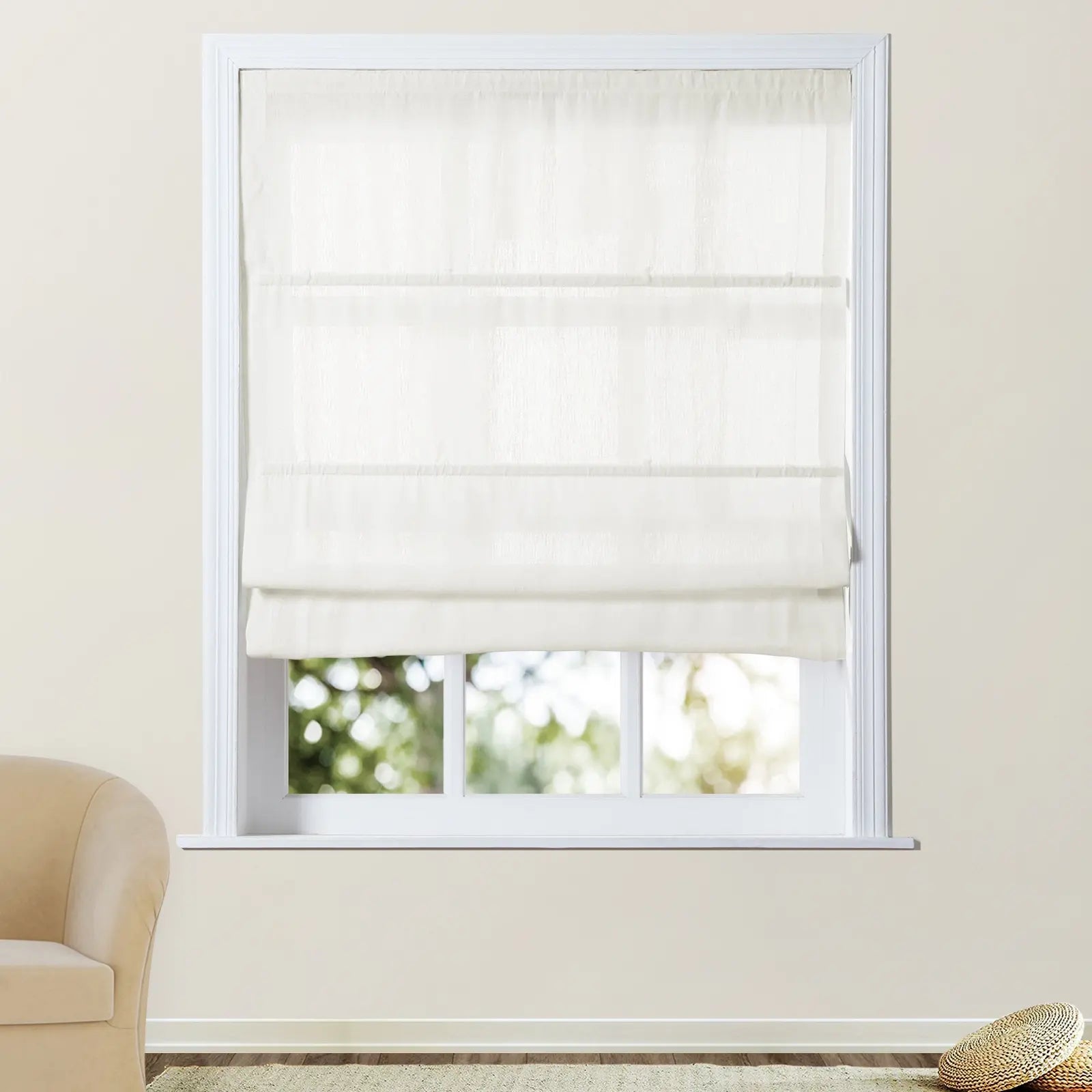 Premium Belgian Linen Cordless Roman Shades - Blackout Window Treatments for Bedroom & Living Room - Plus Size Custom Window Coverings