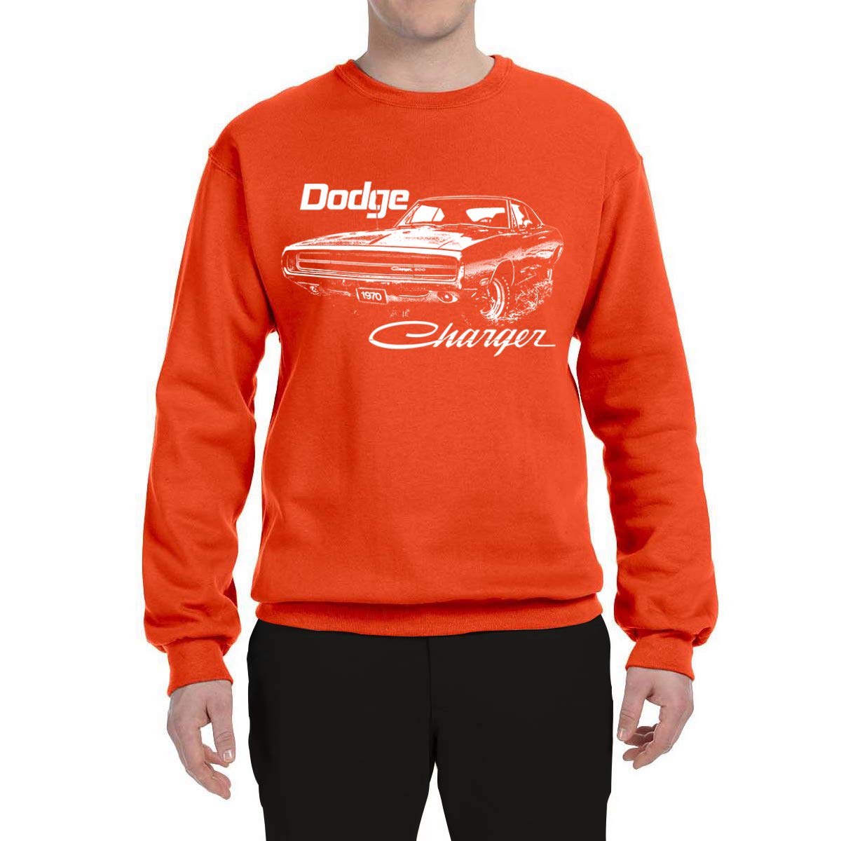 Vintage 1970 Dodge Charger Racing Graphic Sweatshirt for Men - Retro White Car & Truck Crewneck Pullover - Casual Wear, Street Style, Car Enthusiast Gift