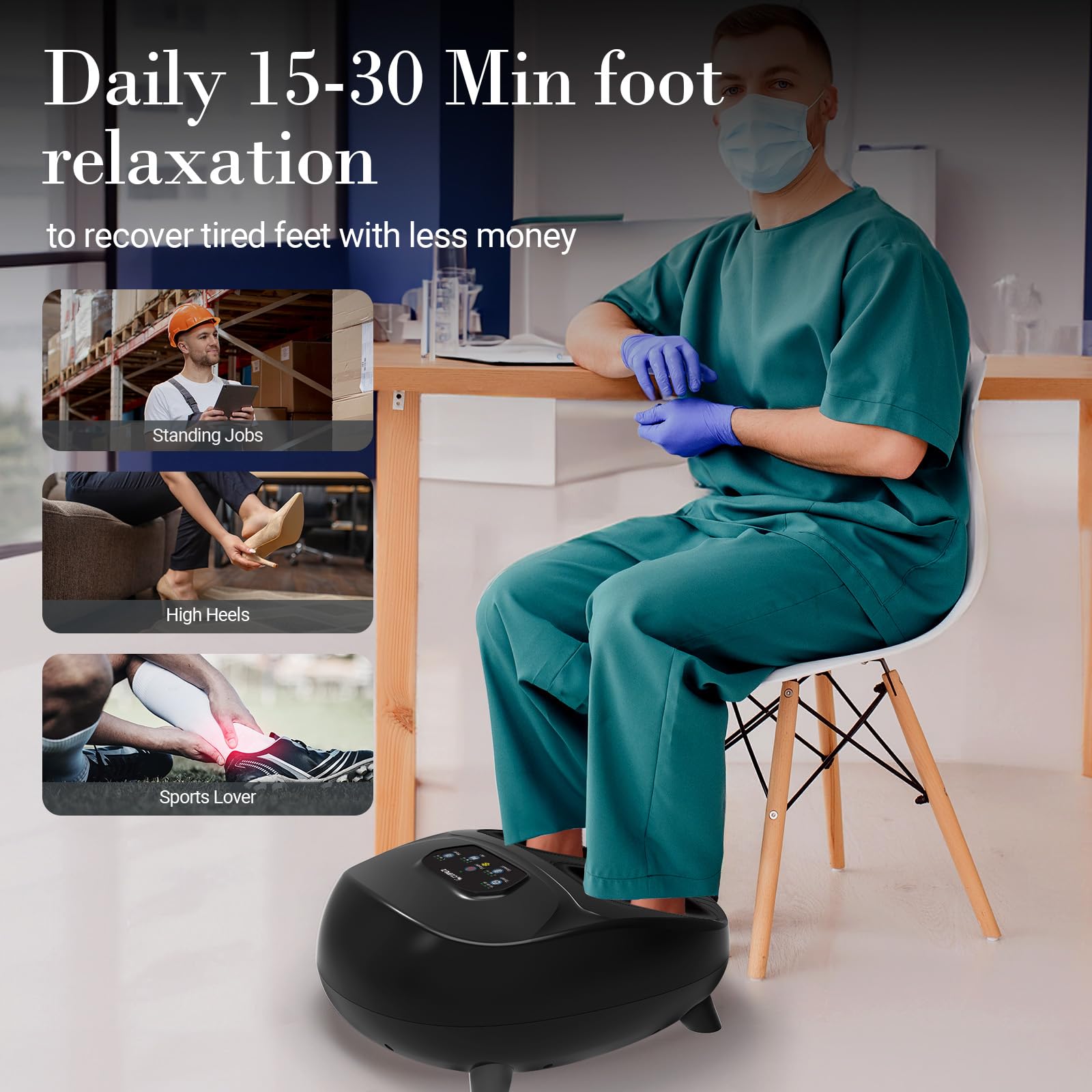 Electric Shiatsu Foot Massager for Plantar Fasciitis & Neuropathy Relief - FSA/HSA Eligible with Remote Control, 5 Intensity Levels - Perfect Gift for Men & Women (Fits Up to 14