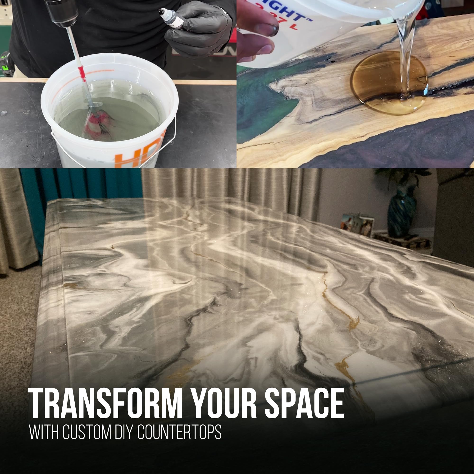 Premium Clear Epoxy Resin Kit (2 Gallon) - UV, Scratch & Heat Resistant, Food Safe - Perfect for Kitchen Countertops, Tables, Bars, Shower Walls & DIY Crafts - Ideal for Home Renovation & Art Projects