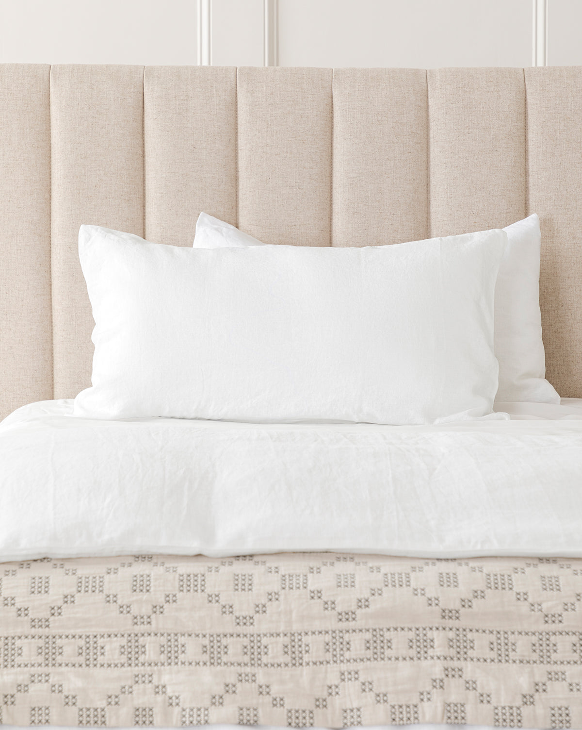 Premium Penelope White Linen Shams Set of 2 - 100% Natural Soft Bed Pillowcases for Luxury Bedroom Decor & Comfortable Sleep