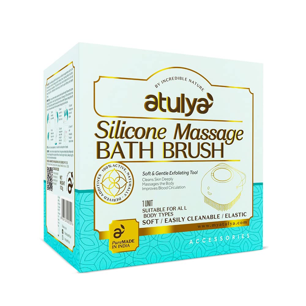 Atulya Silicone Massage Bath Brush - Exfoliating Body Scrubber for Deep Cleansing | Soft Bristle Shower Brush with Soap Dispenser | Perfect Bathing Tool for Men & Women | Ideal for Spa, Relaxation & Skin Exfoliation