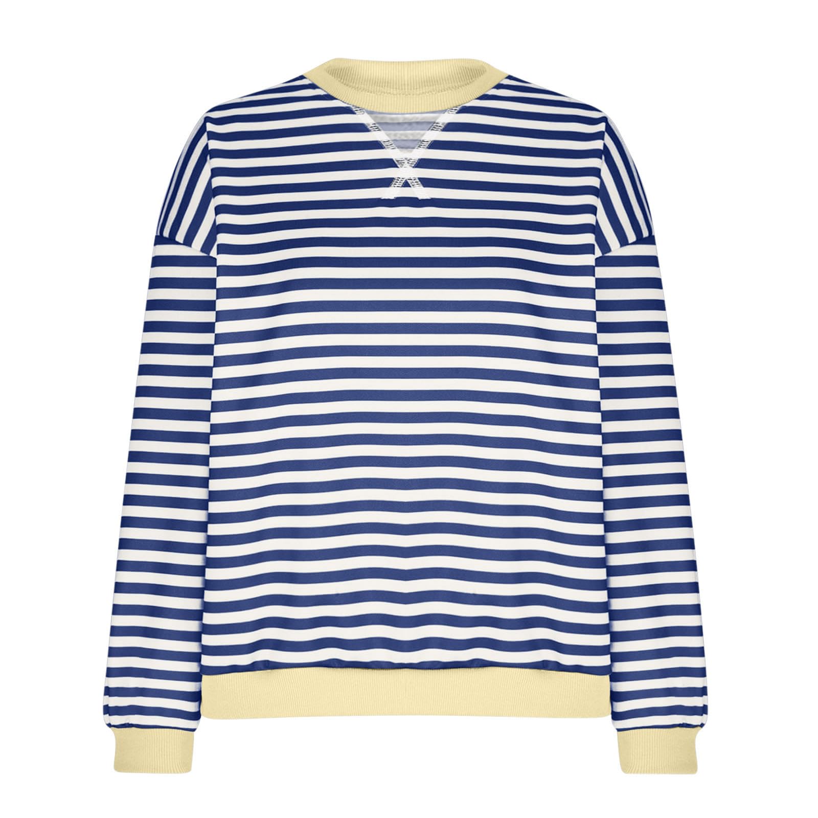 MRGIINRI Women's Striped Oversized Sweatshirt - Color Block Crewneck Long Sleeve Pullover Top | Y2K Fashion | Casual Loose Fit for Streetwear, Lounge & Everyday Outfits