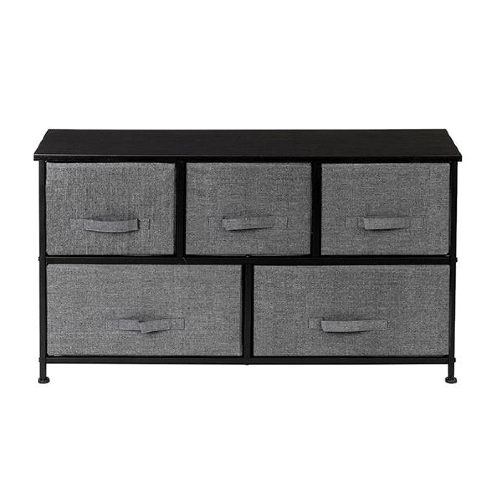 2-Tier Wide Closet Dresser with 5 Fabric Drawers - Space Saving Nursery Organizer with Metal Frame for Bedroom, Dorm, Living Room & Hallway - Perfect for Clothes, Toys & Home Storage (Grey)