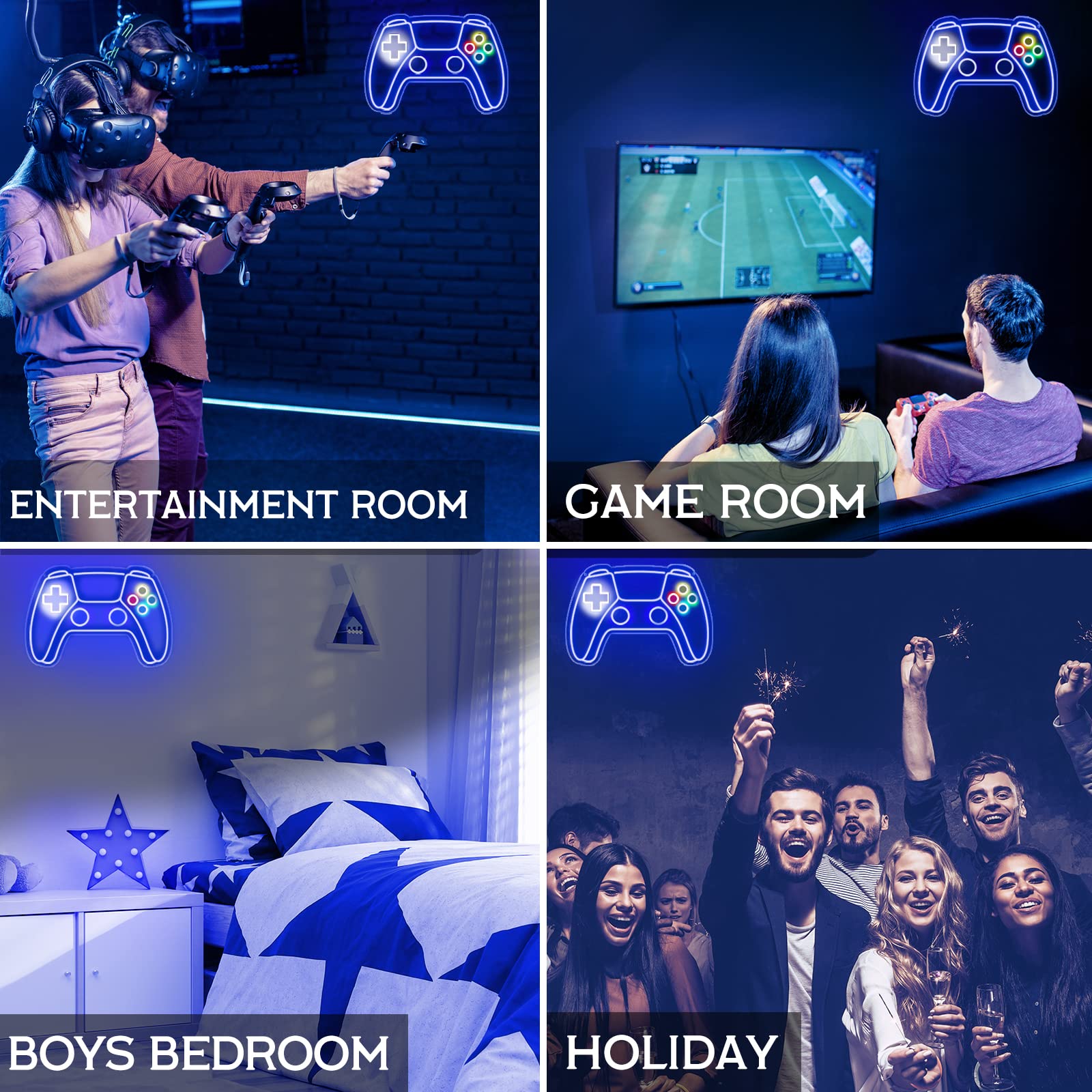 Gamer Neon Sign - USB Powered LED Gamepad Shaped Light for Gaming Room Decor | Cool Wall Art for Teen Boys & Kids Bedroom | Perfect Gift for Gamers - Ideal for Game Nights & Streamer Backgrounds