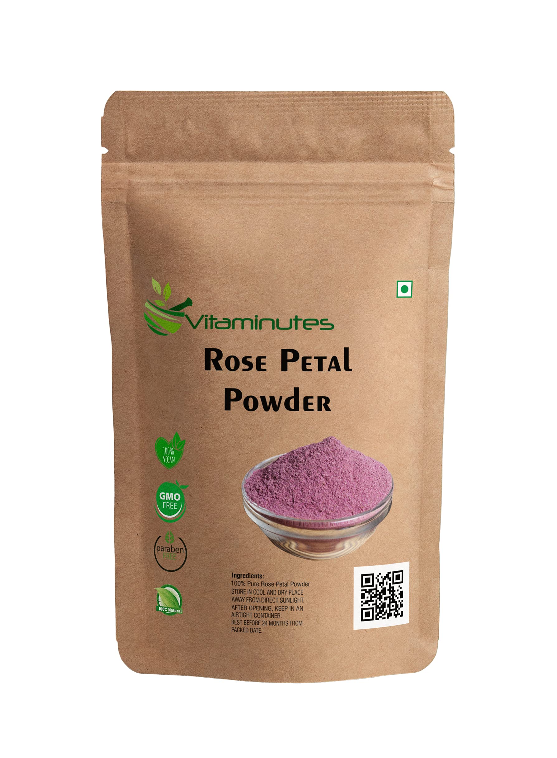 100% Pure Natural Double Filtered Rose Petal Powder (Rosa Centifolia) for Skin Care - Face Mask & Hair Treatment | Brightening, Tan Removal & Glowing Skin Solution | 100g | DIY Beauty Recipes for Spa Day & Daily Skincare Routine