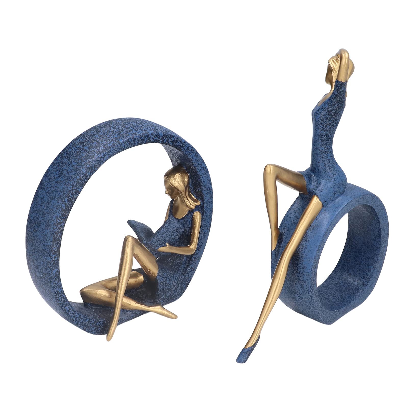 Delaman 2-Piece Handcrafted Resin Sculpture Set - Yoga Girl & Reading Woman Statue, Vivid Detailed Figurines for Office Desk Decor, Hallway Display | Perfect for Meditation Spaces, Book Lover Gifts & Home Décor