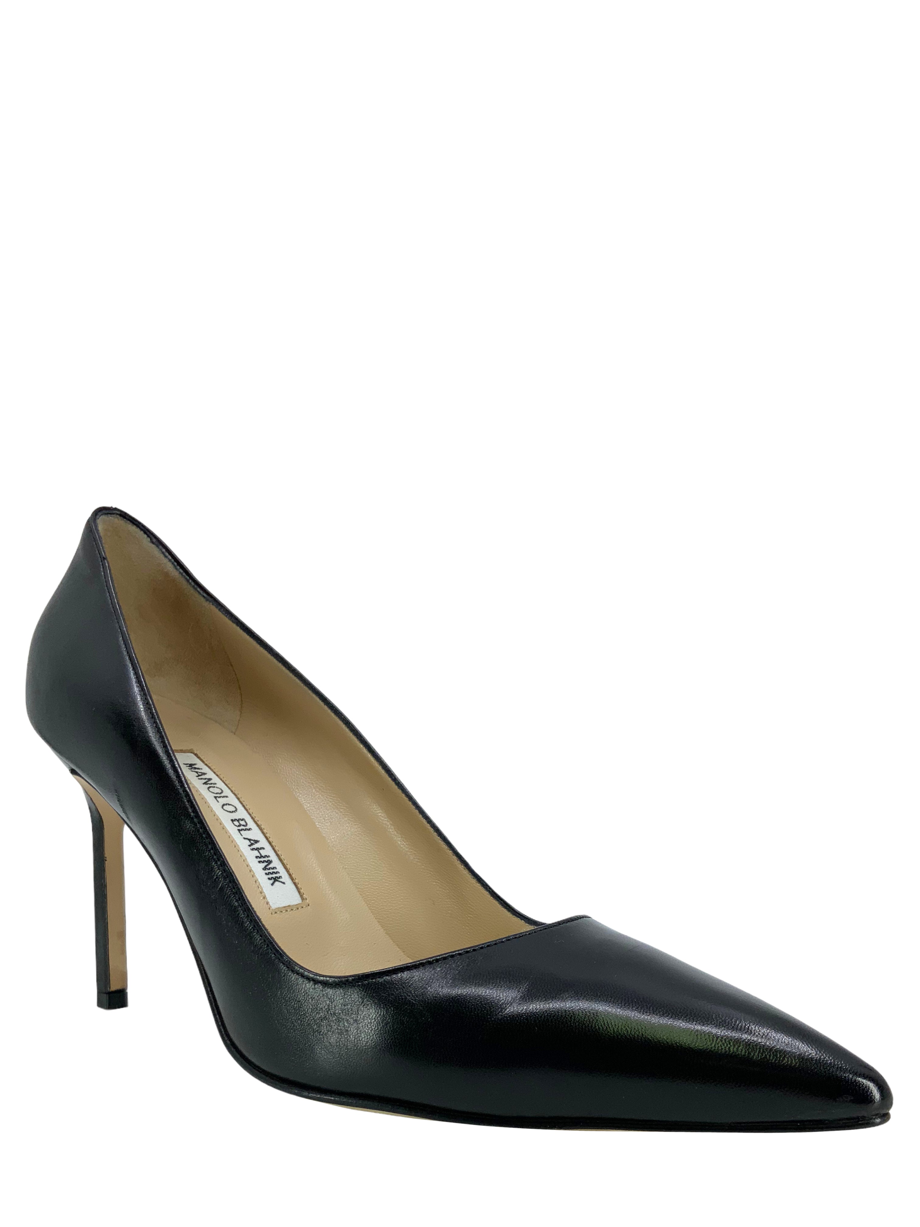 Manolo Blahnik BB Leather Pumps Women's Size 8.5 - Classic Pointed Toe High Heel Shoes for Wedding, Party & Office Wear