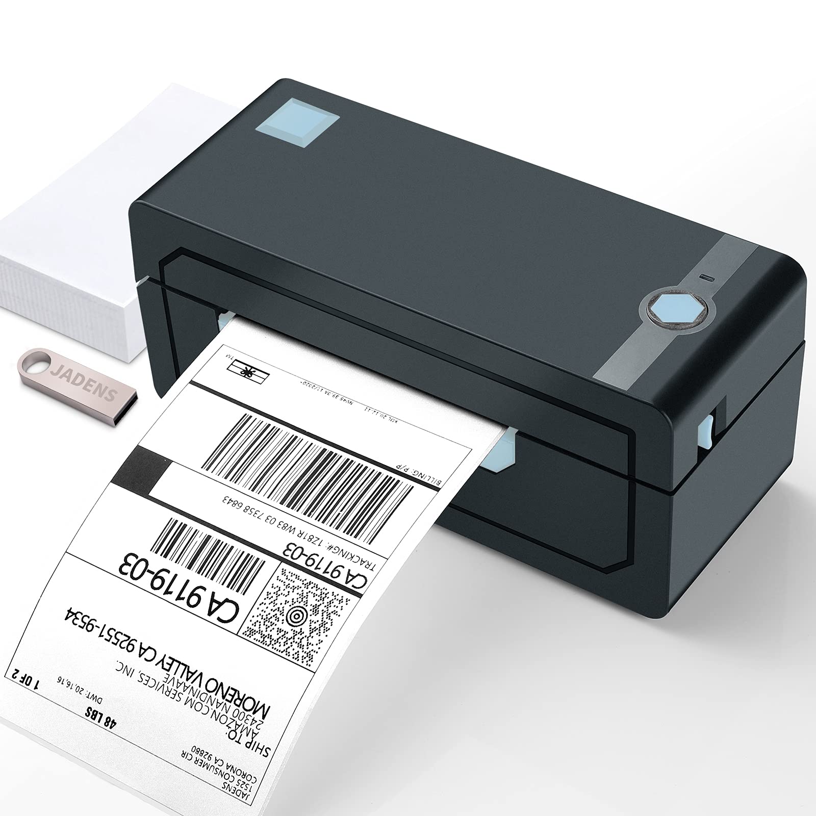JADENS 4x6 Thermal Shipping Label Printer - Direct Thermal Printer for Mac, Windows, eBay, Amazon, FedEx, UPS, USPS | No Ink, No Toner | Includes Paper Support Holder | Perfect for E-commerce, Small Business & Home Shipping