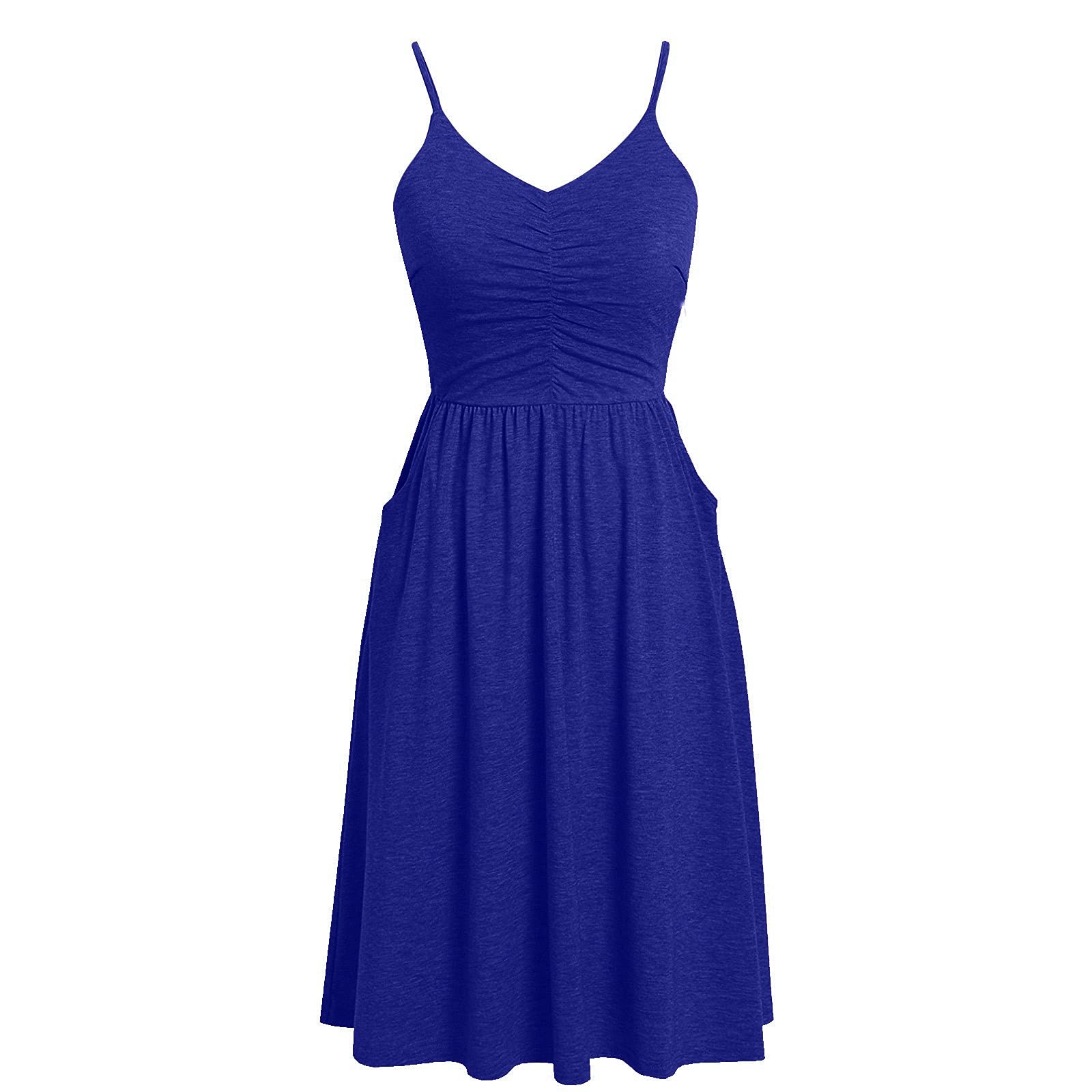 Women's Casual Spaghetti Strap Sleeveless Dress with Pockets - Flowy Swing Shift Printed Summer Dress for Beach, Vacation & Everyday Wear