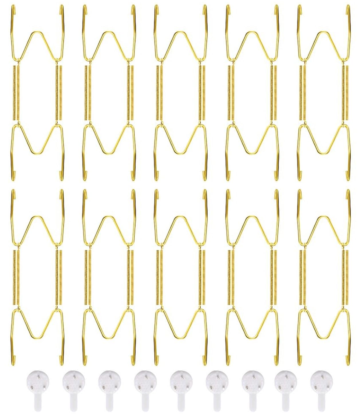 10 Pack Heavy Duty Stainless Steel Wall Plate Hangers - 6 Inch Invisible Wire Hooks for Antique Plates & Art Displays (Gold) - Perfect for Home Decor, Gallery Walls & Plate Collections