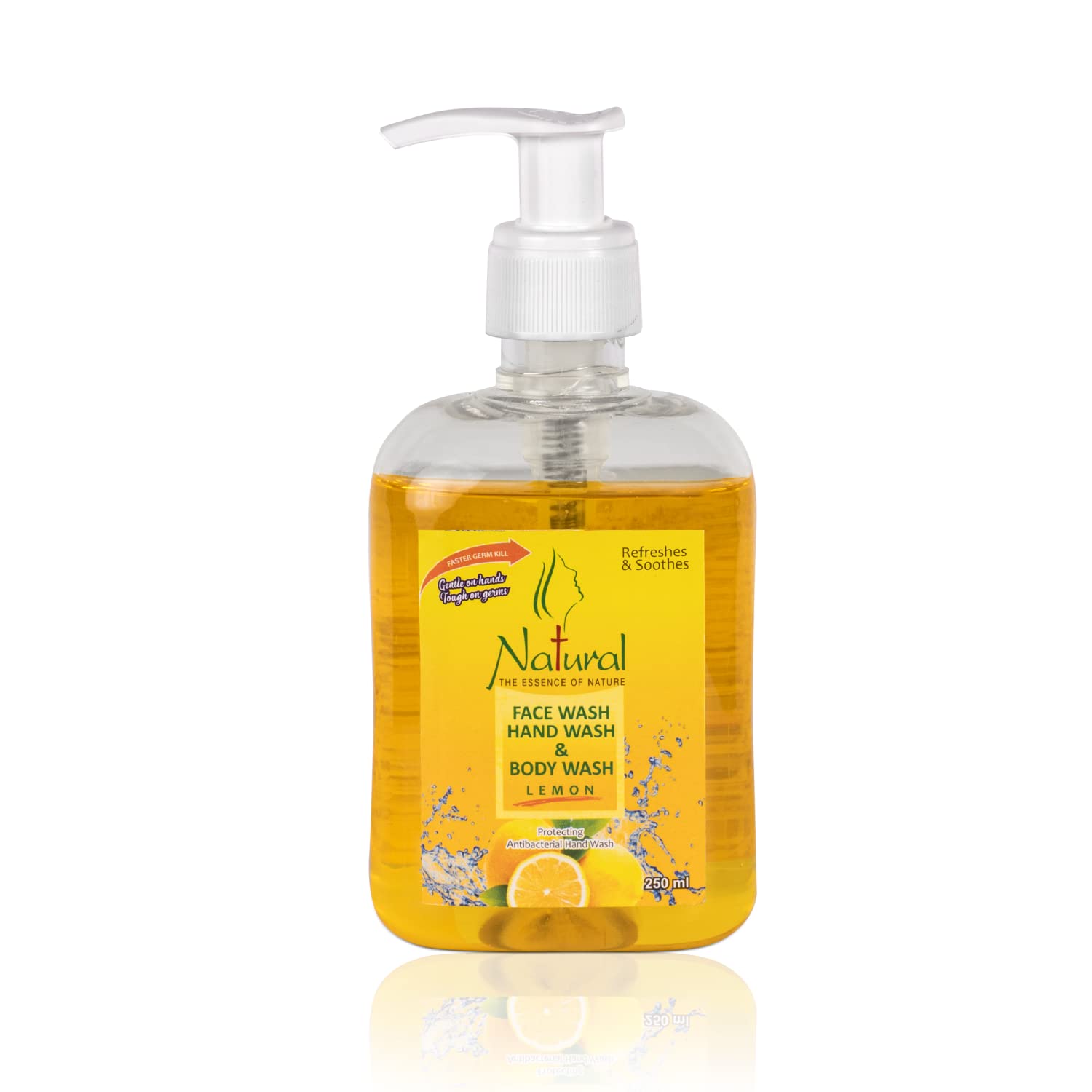 Organic Lemon Hand, Face & Body Wash - 250ml (Pack of 3) | Gentle Cleansing for All Skin Types | Perfect for Daily Shower, Gym Bag & Travel