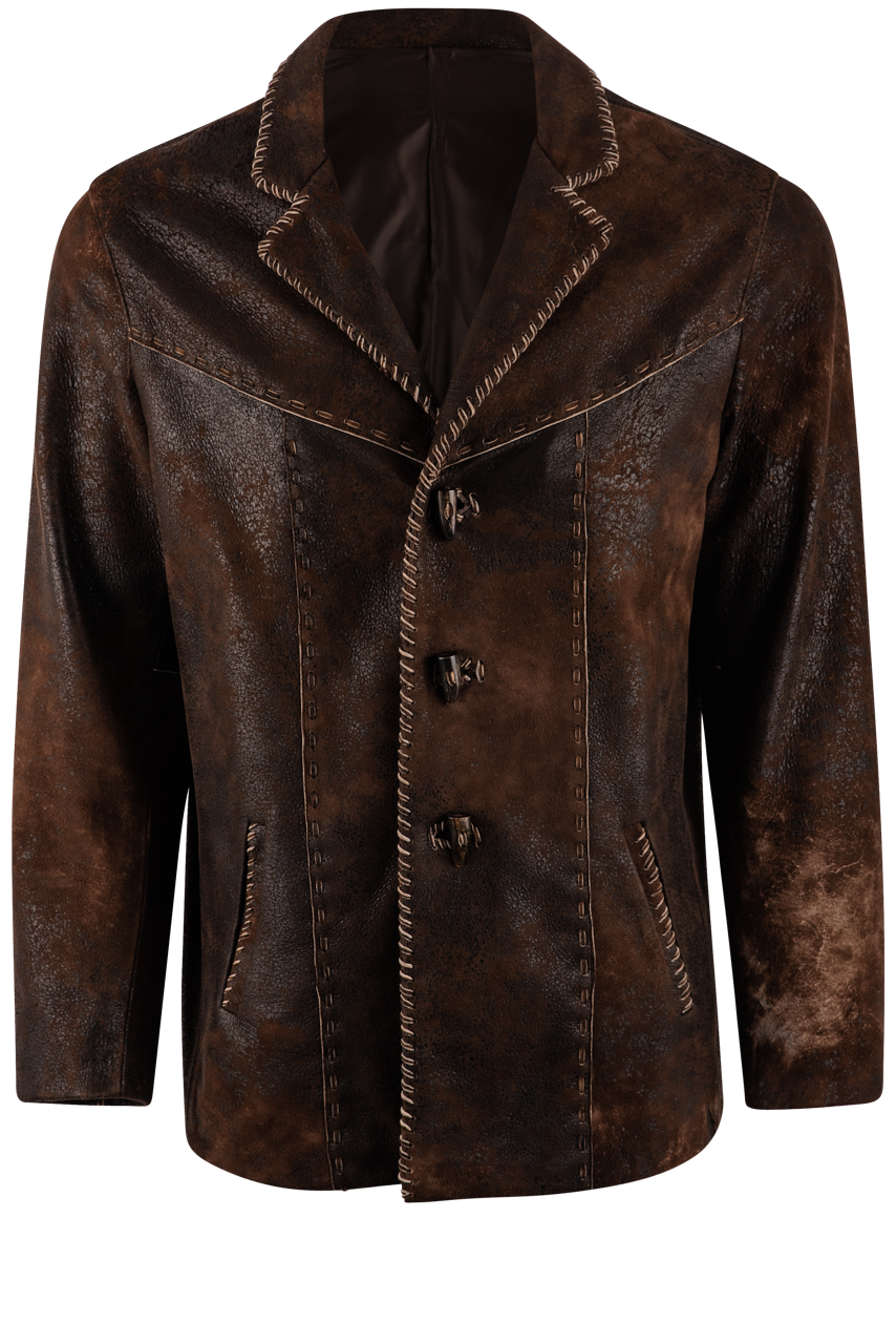Premium Continental Leather Cigar Jacket for Men - Vintage Style Distressed Brown Leather Coat - Perfect for Cigar Lounges, Night Out & Casual Wear