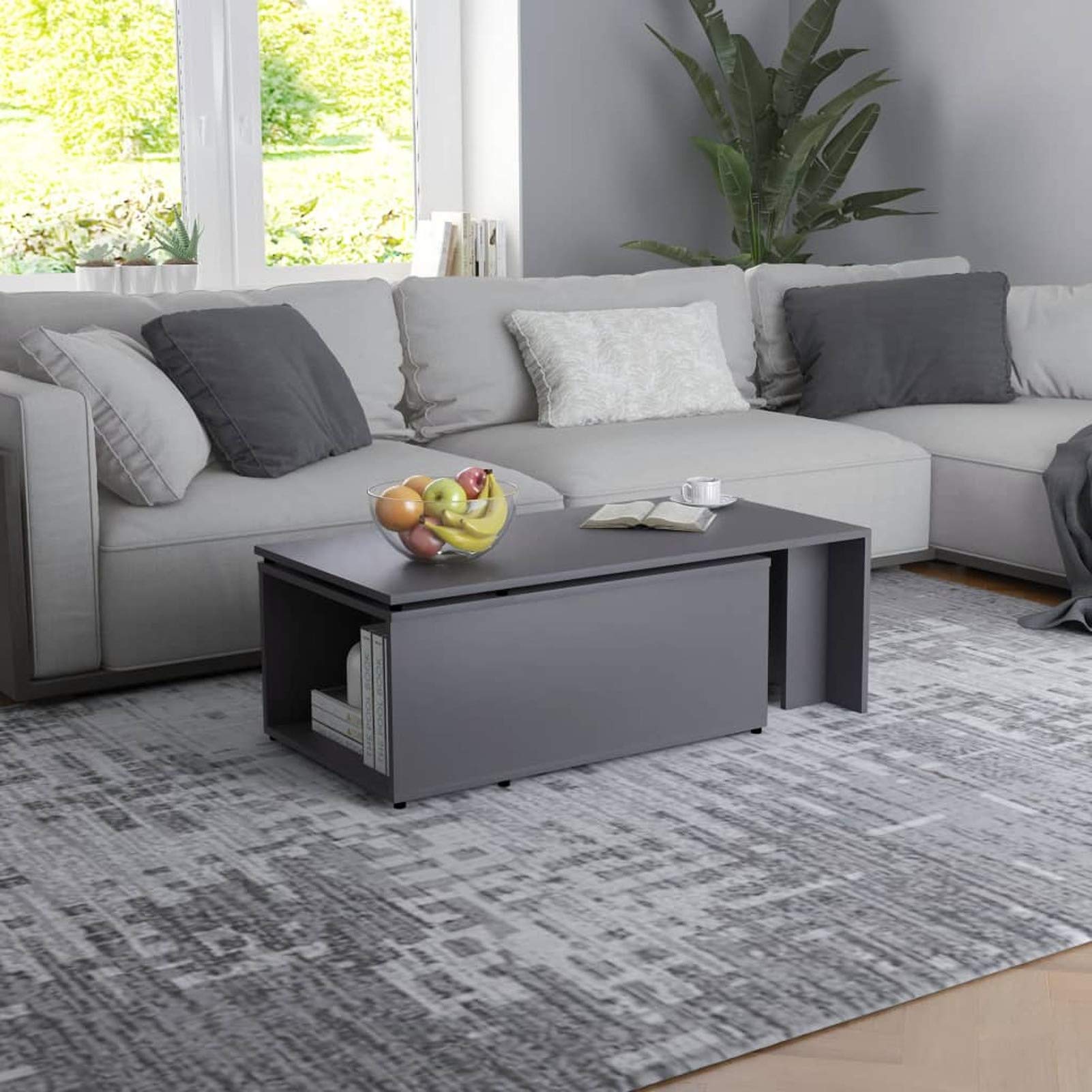 Modern Coffee Table with Storage Cabinet - 59.1
