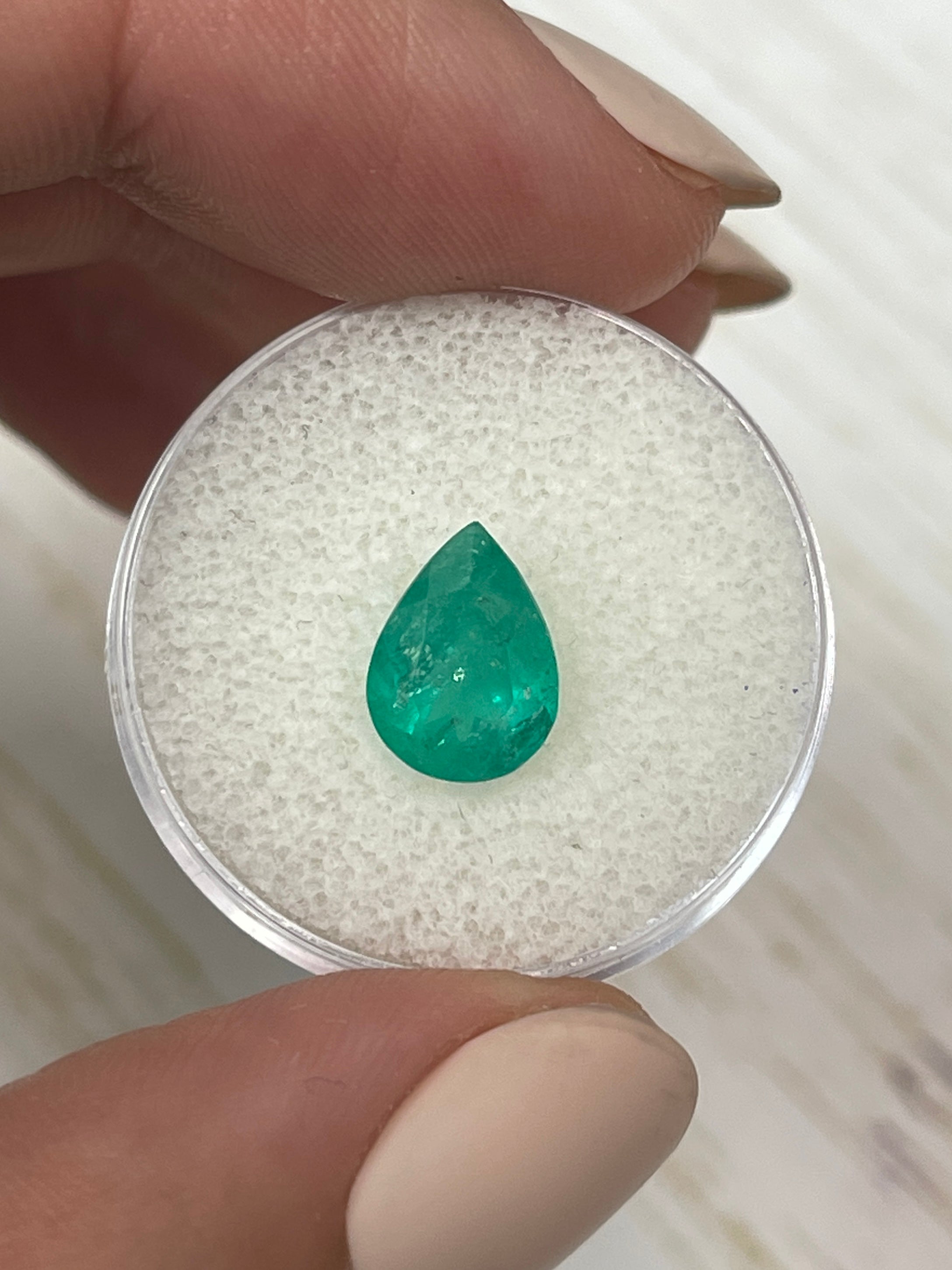 2.0 Carat Medium Green Natural Loose Colombian Emerald Pear Cut Gemstone for Jewelry Making, Engagement Rings & Fine Collections - Perfect for Custom Designs & Luxury Gifts